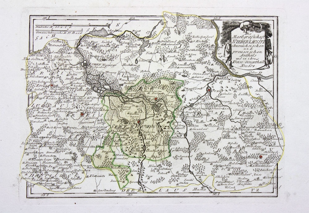 Karte der Niederlausitz (Stadt- und Regionalmuseum Lübben CC BY-NC-SA)