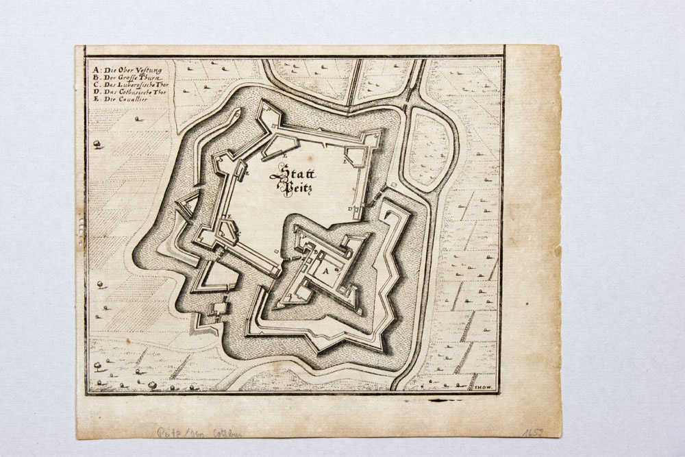Karte der Festung Peitz (Stadt- und Regionalmuseum Lübben CC BY-NC-SA)