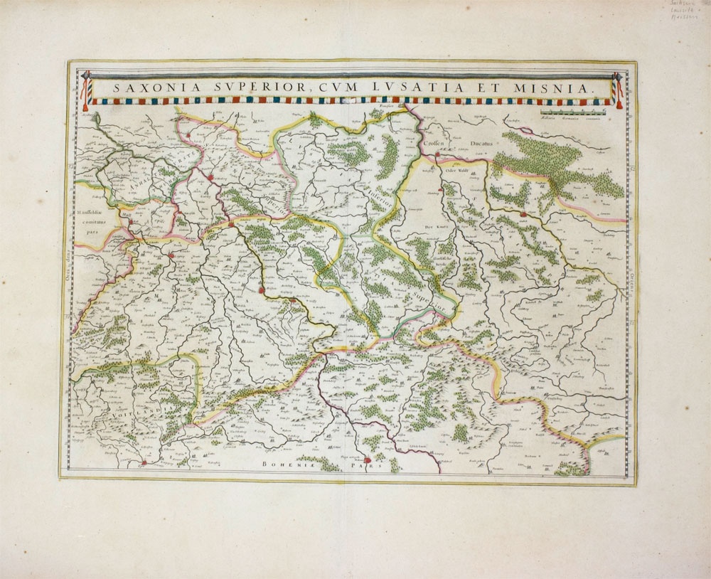 Karte Sachsen &quot;Saxonia Superior cum lusatia et misnia&quot; (Kreismuseum Finsterwalde CC BY-NC-SA)