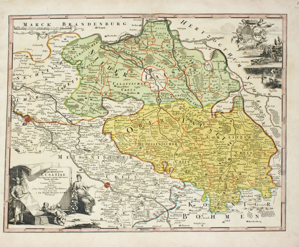 Karte Nieder- und Oberlausitz Totius Marchionatus Lusatiae (Kreismuseum Finsterwalde CC BY-NC-SA)