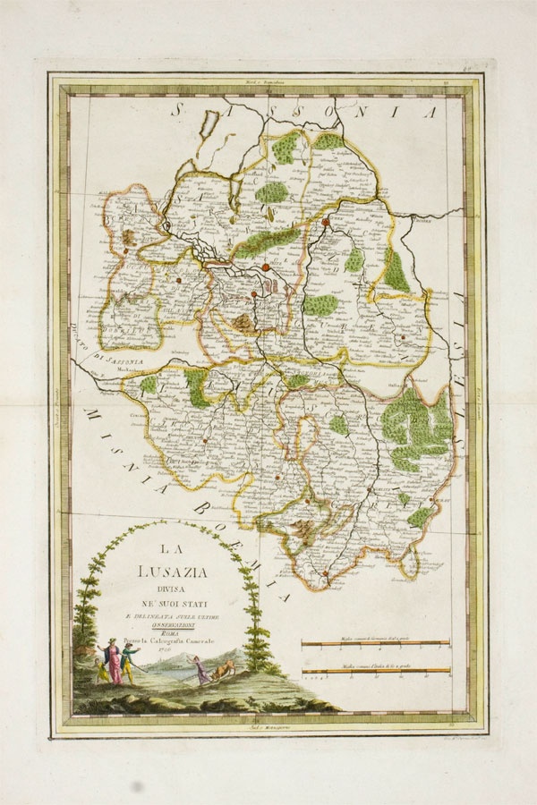 Karte der Lausitz La Lusazia Divisa (Kreismuseum Finsterwalde CC BY-NC-SA)