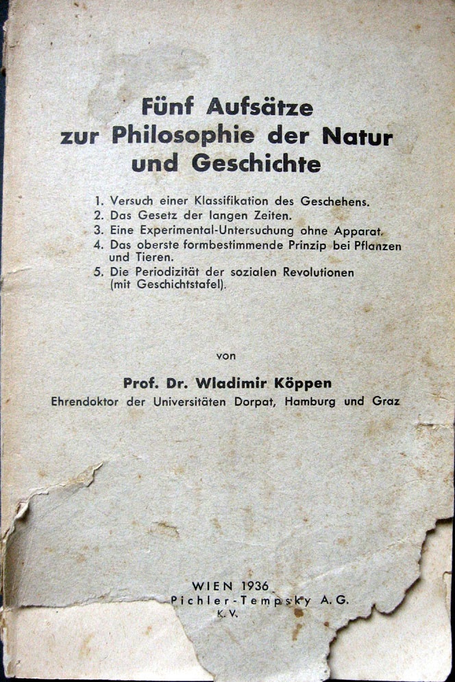 Prof. Dr. Wladimir Köppen: Fünf Aufsätze zur Philosophie der Natur und Geschichte (Alfred Wegener Museum CC BY-NC-SA)