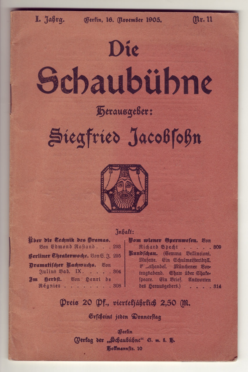 Die Schaubühne, 16. November 1905 (Kurt Tucholsky Literaturmuseum CC BY-NC-SA)
