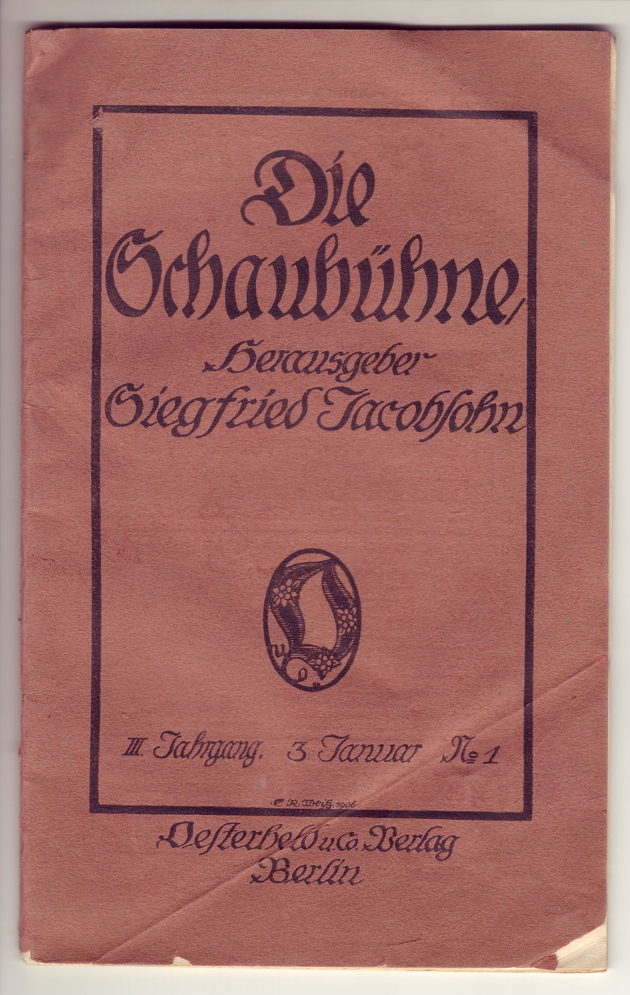 &quot;Die Schaubühne&quot;, 3. Januar 1907 (Kurt Tucholsky Literaturmuseum CC BY-NC-SA)
