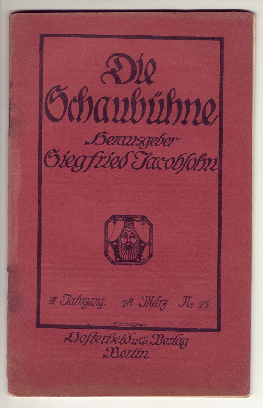 &quot;Die Schaubühne&quot;, 28. März 1907 (Kurt Tucholsky Literaturmuseum CC BY-NC-SA)