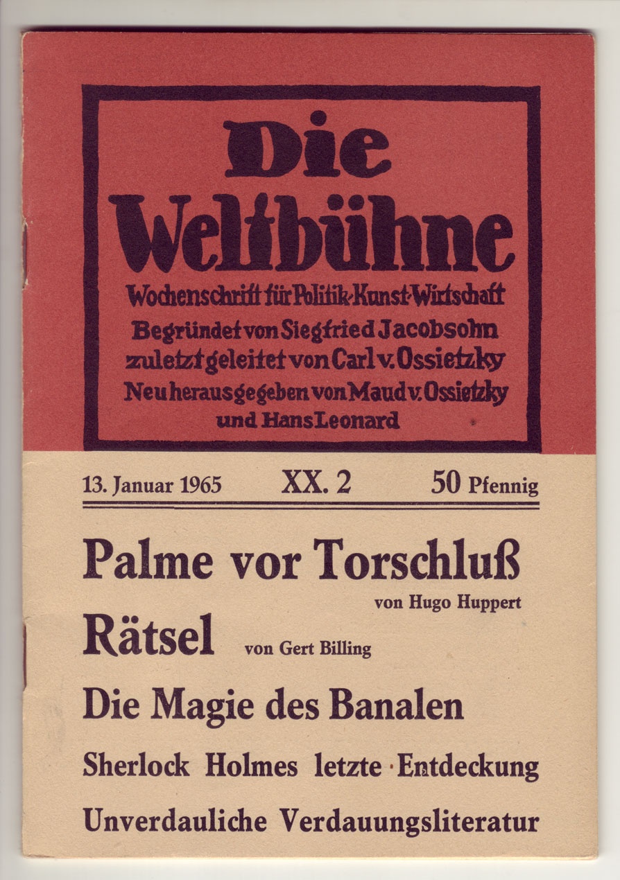 &quot;Die Weltbühne&quot;, 13. Januar 1965 (Kurt Tucholsky Literaturmuseum CC BY-NC-SA)