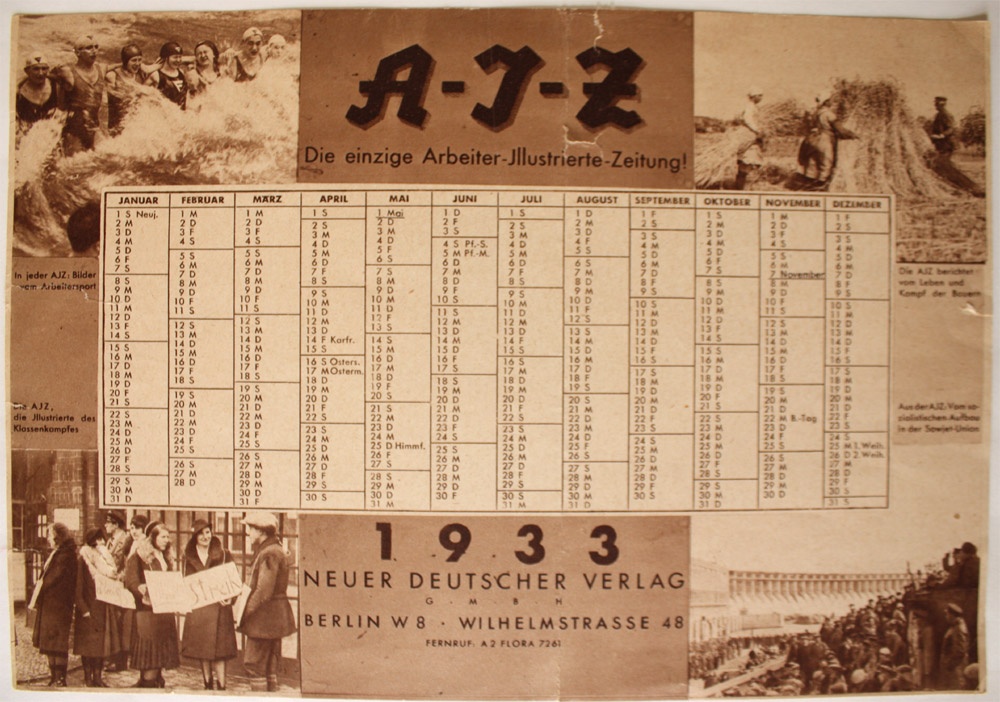 Kalender der &quot;AIZ&quot;, 1933 (Kurt Tucholsky Literaturmuseum CC BY-NC-SA)