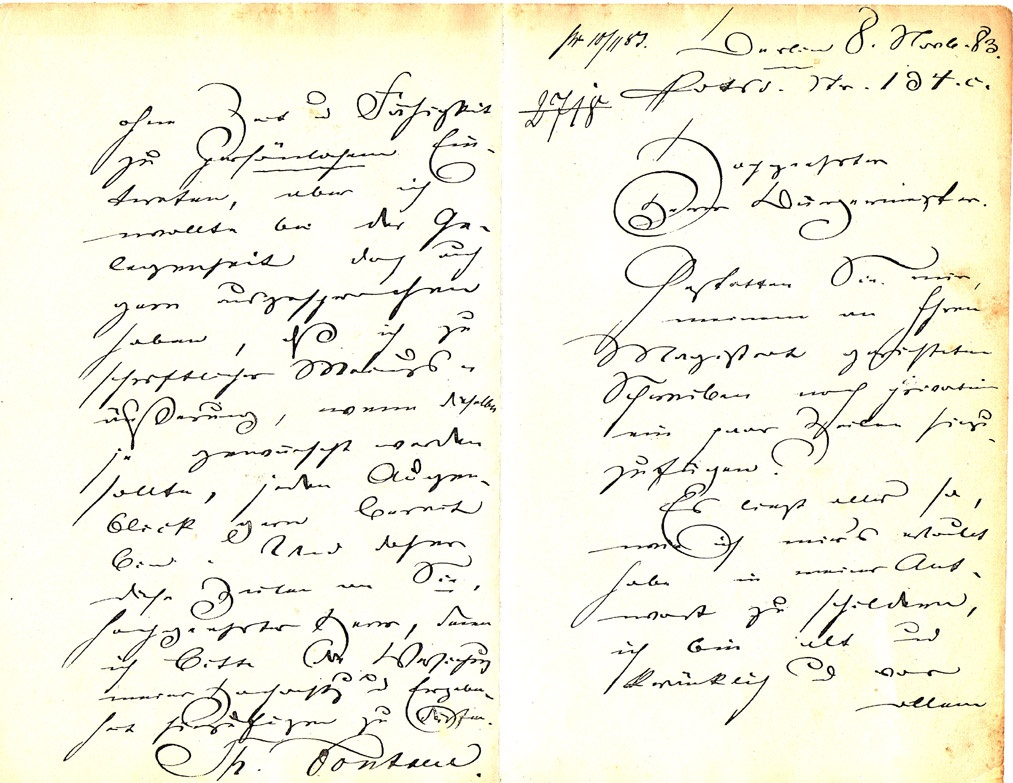 Brief Fontanes 1883 (Kurt Tucholsky Literaturmuseum CC BY-NC-SA)