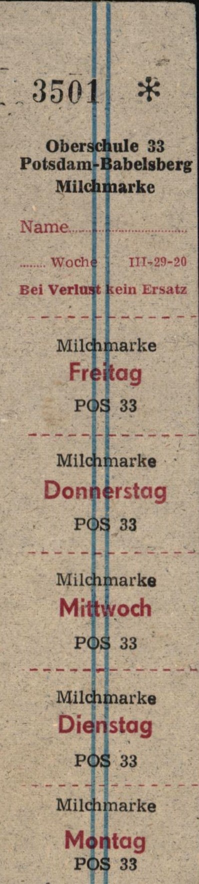 Milchmarken POS Potsdam Babelsberg (Museum Utopie und Alltag. Alltagskultur und Kunst aus der DDR CC BY-NC-SA)
