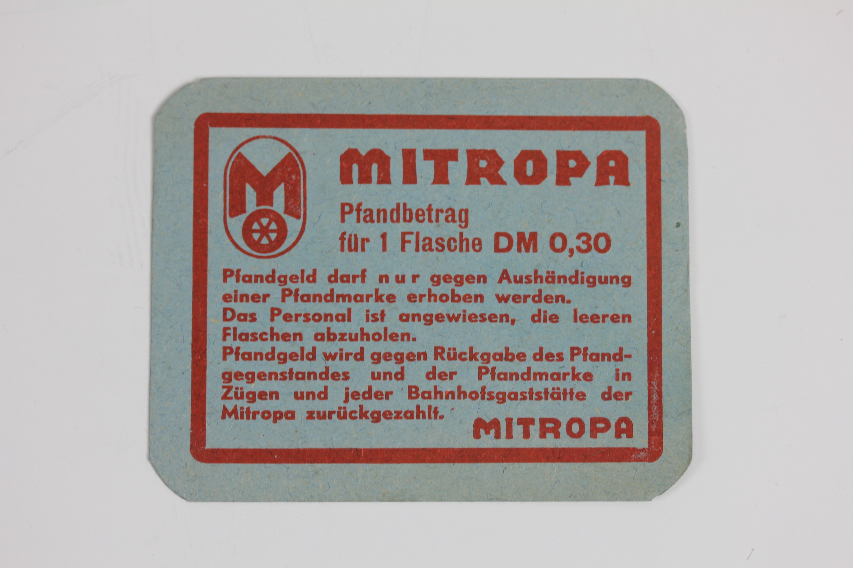 Pandmarke Mitropa (Museum Utopie und Alltag. Alltagskultur und Kunst aus der DDR CC BY-NC-SA)