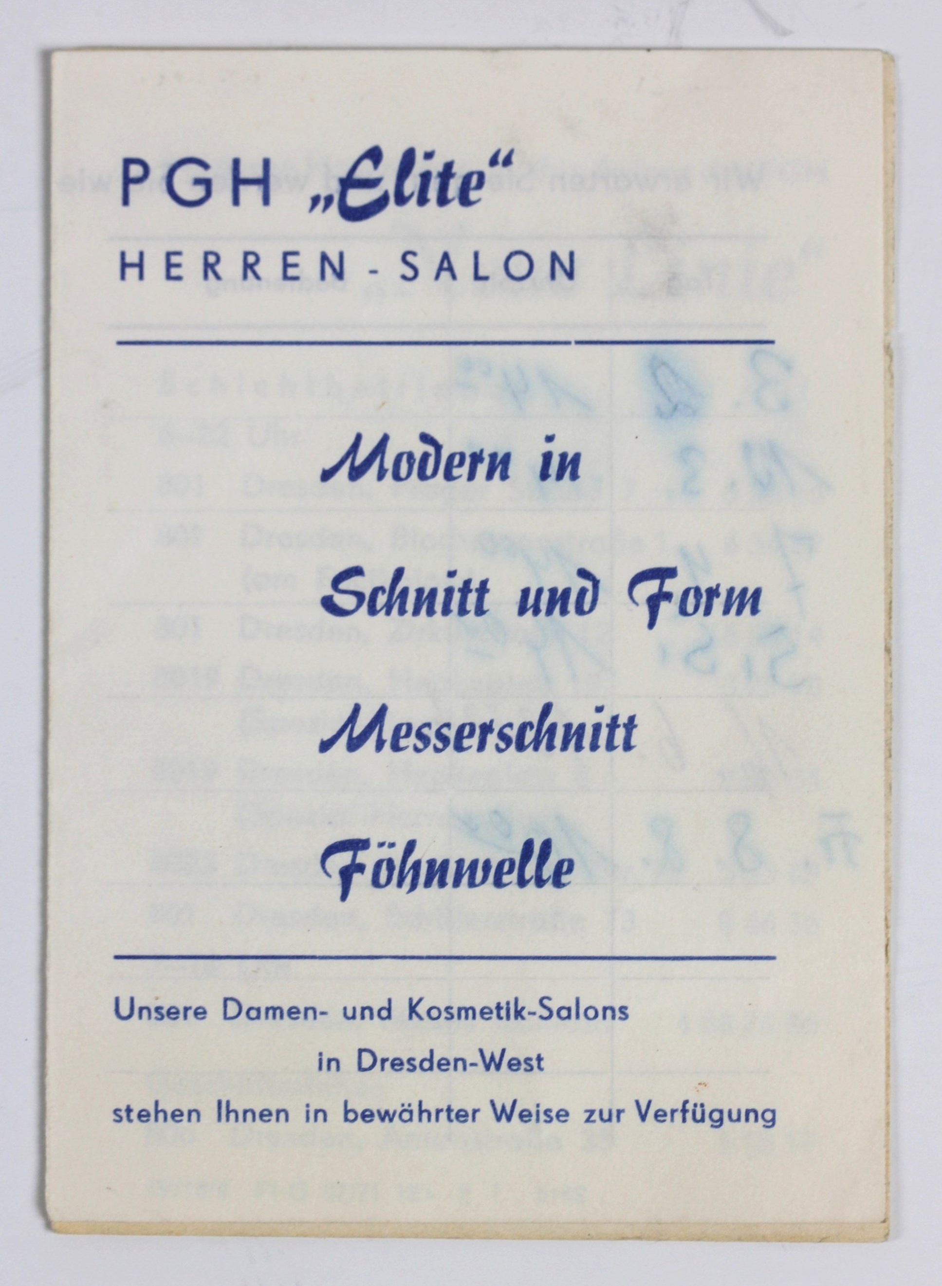 Terminkarte Friseur (Museum Utopie und Alltag. Alltagskultur und Kunst aus der DDR CC BY-NC-SA)