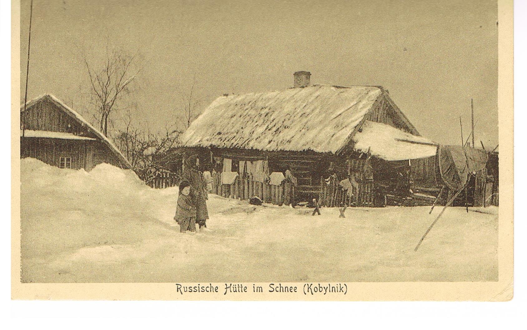 Postkarte Russische Hütte im Schnee (Museum für Stadtgeschichte Templin CC BY-NC-SA)