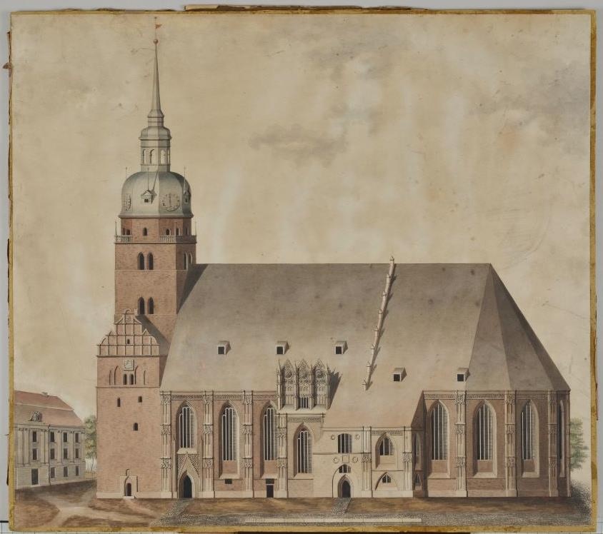 Ansicht der Katharinenkirche von Süden (Stadtmuseum Brandenburg an der Havel - Frey-Haus CC BY-NC-SA)