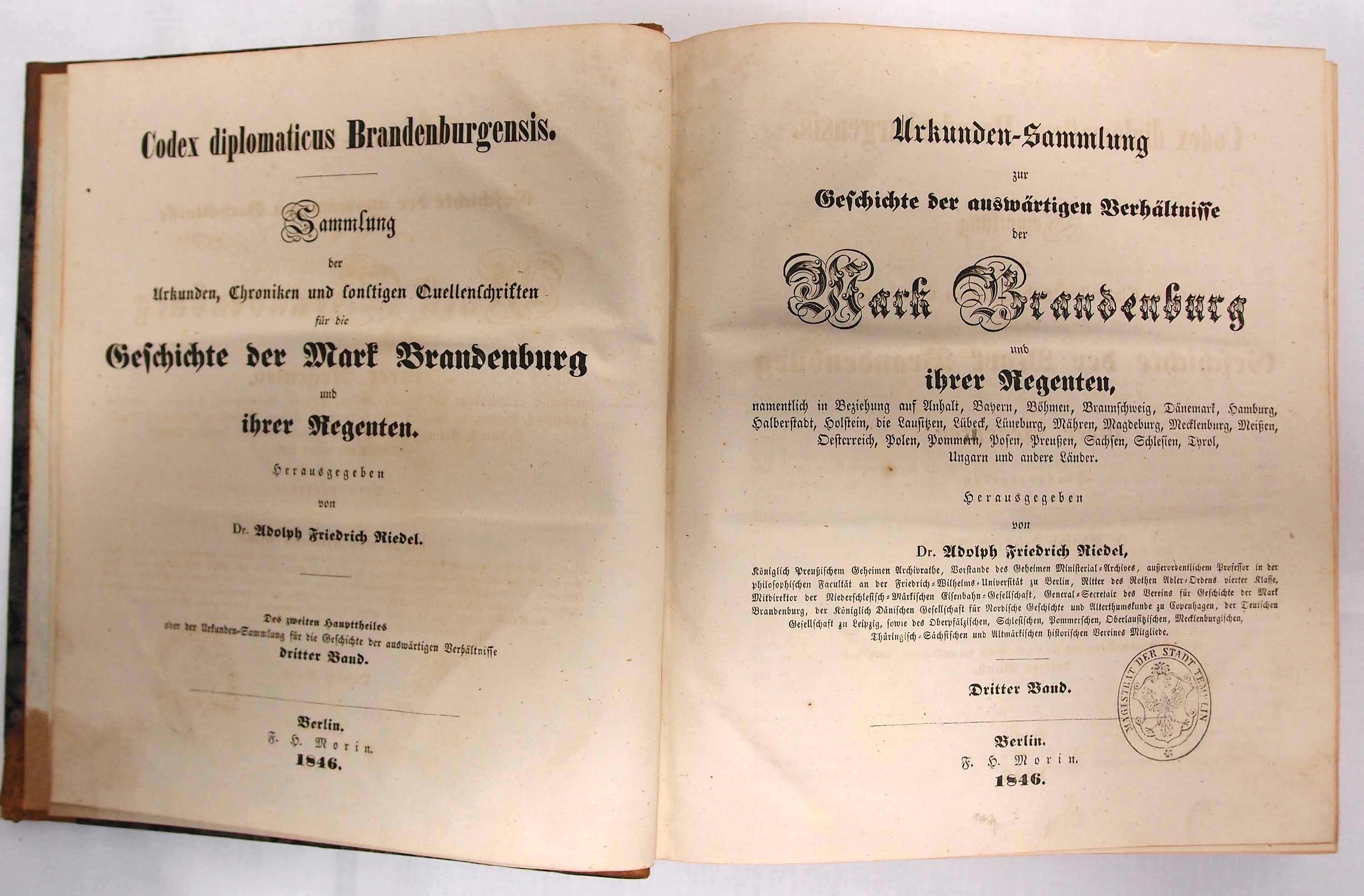 Codex diplomaticus Brandenburgensis, Geschichte der auswärtigen Verhältnisse, 3. Band (Museum für Stadtgeschichte Templin CC BY-NC-SA)