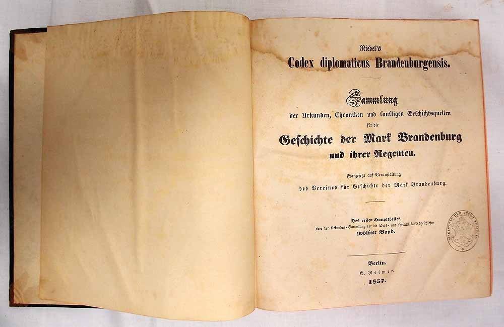 Codex diplomaticus Brandenburgensis, 1. Haupttheil, 12. Band (Museum für Stadtgeschichte Templin CC BY-NC-SA)