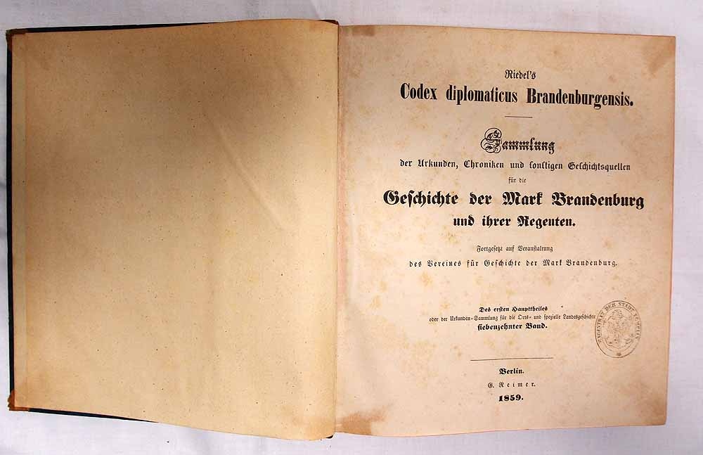 Codex diplomaticus Brandenburgensis, 1. Haupttheil, 17. Band (Museum für Stadtgeschichte Templin CC BY-NC-SA)