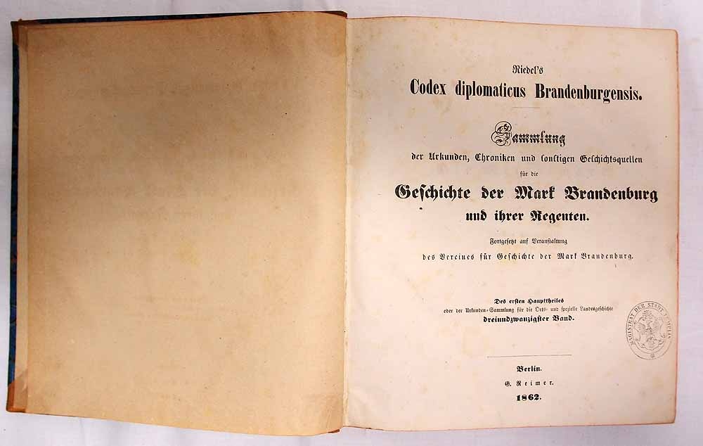 Codex diplomaticus Brandenburgensis, 1. Haupttheil, 23. Band (Museum für Stadtgeschichte Templin CC BY-NC-SA)