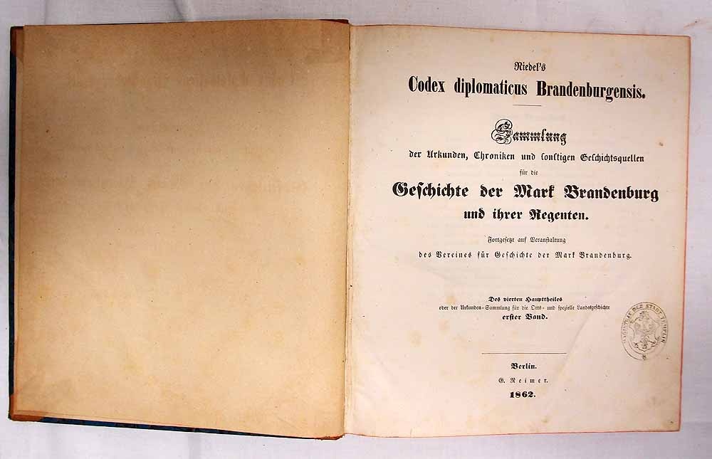 Codex diplomaticus Brandenburgensis, 4. Haupttheil 1. Band (Museum für Stadtgeschichte Templin CC BY-NC-SA)