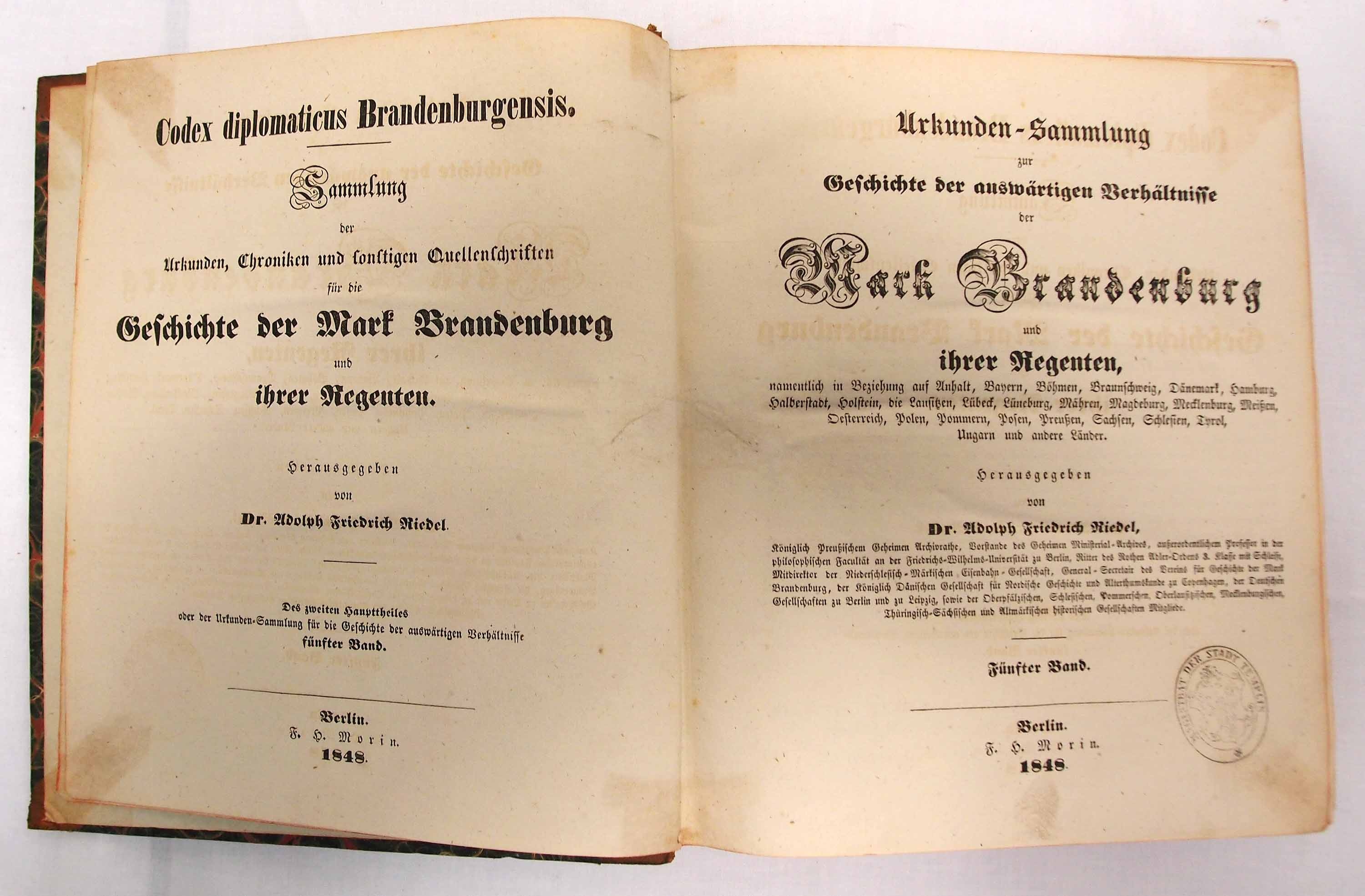 Codex diplomaticus Brandenburgensis, 2. Haupttheil, 5. Band (Museum für Stadtgeschichte Templin CC BY-NC-SA)