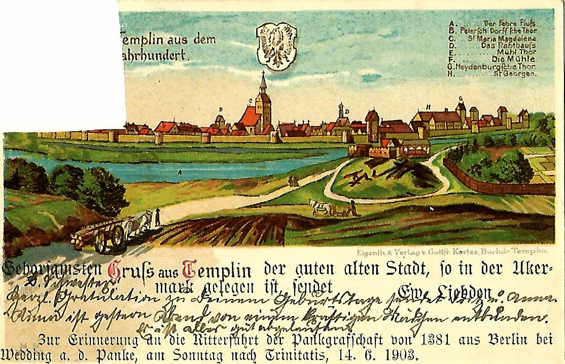 Historische Ansicht Templin 16. Jahrhundert (Museum für Stadtgeschichte Templin CC BY-NC-SA)