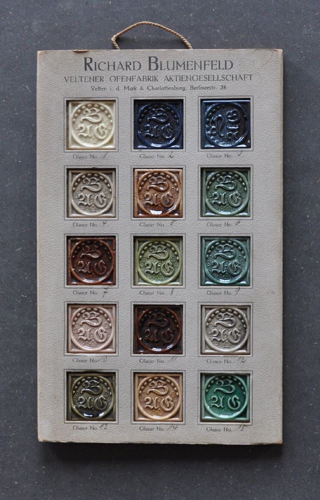 Glasurmusterkarte Richard Blumenfeld (Ofen- und Keramikmuseum Velten CC BY-NC-SA)