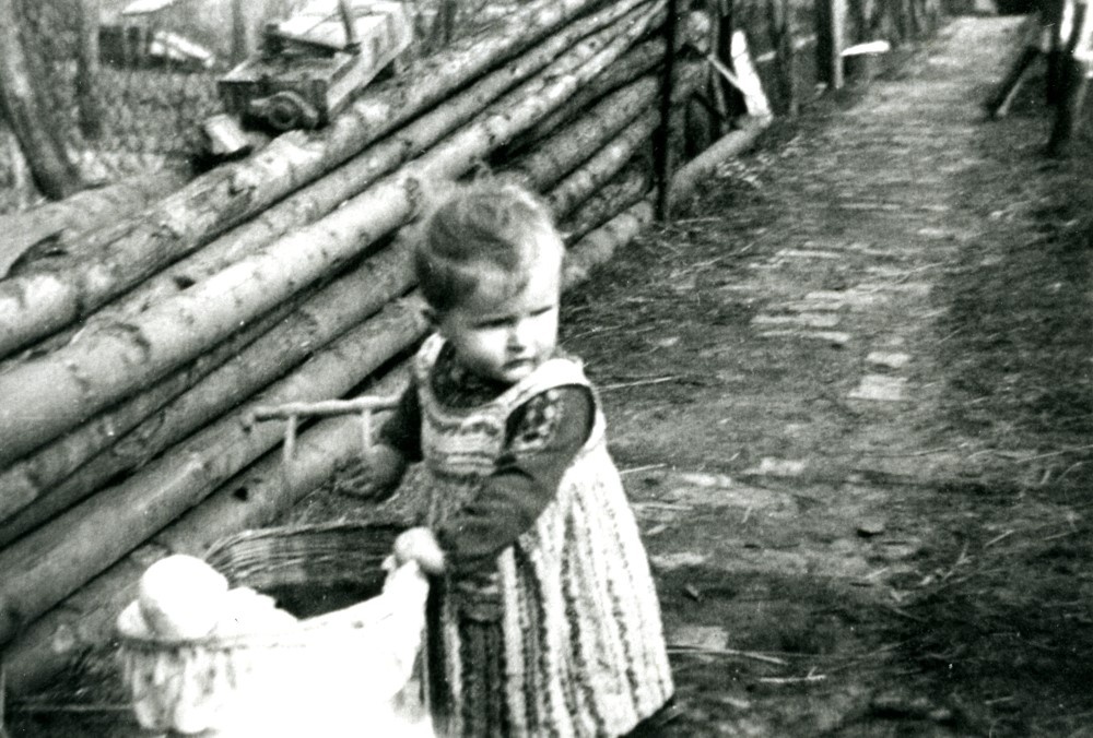 Kleines Kind mit Puppenwagen (Museum Viadrina CC BY-NC-SA)