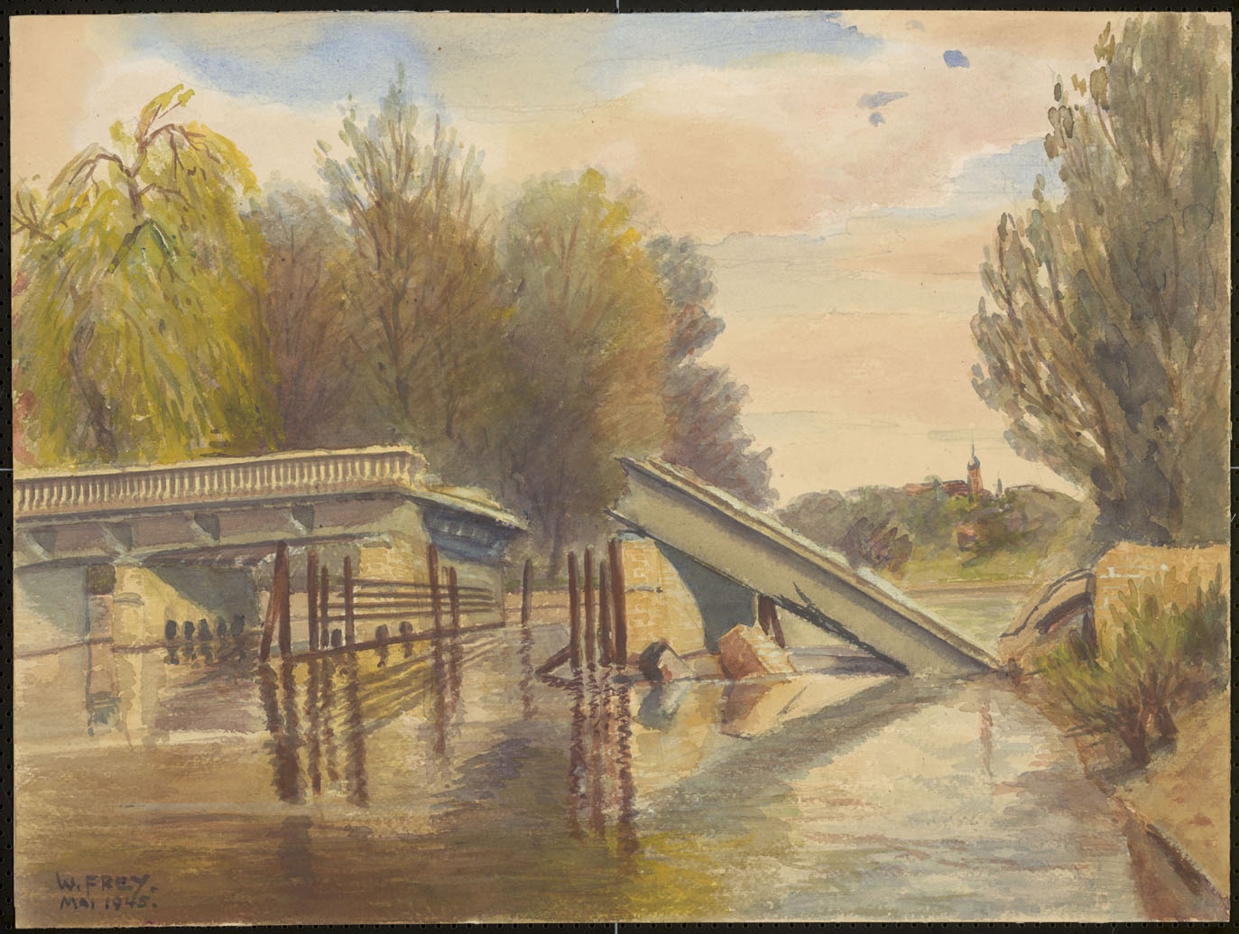 Die zerstörte Luckenberger Brücke in Brandenburg (Stadtmuseum Brandenburg an der Havel - Frey-Haus CC BY-NC-SA)