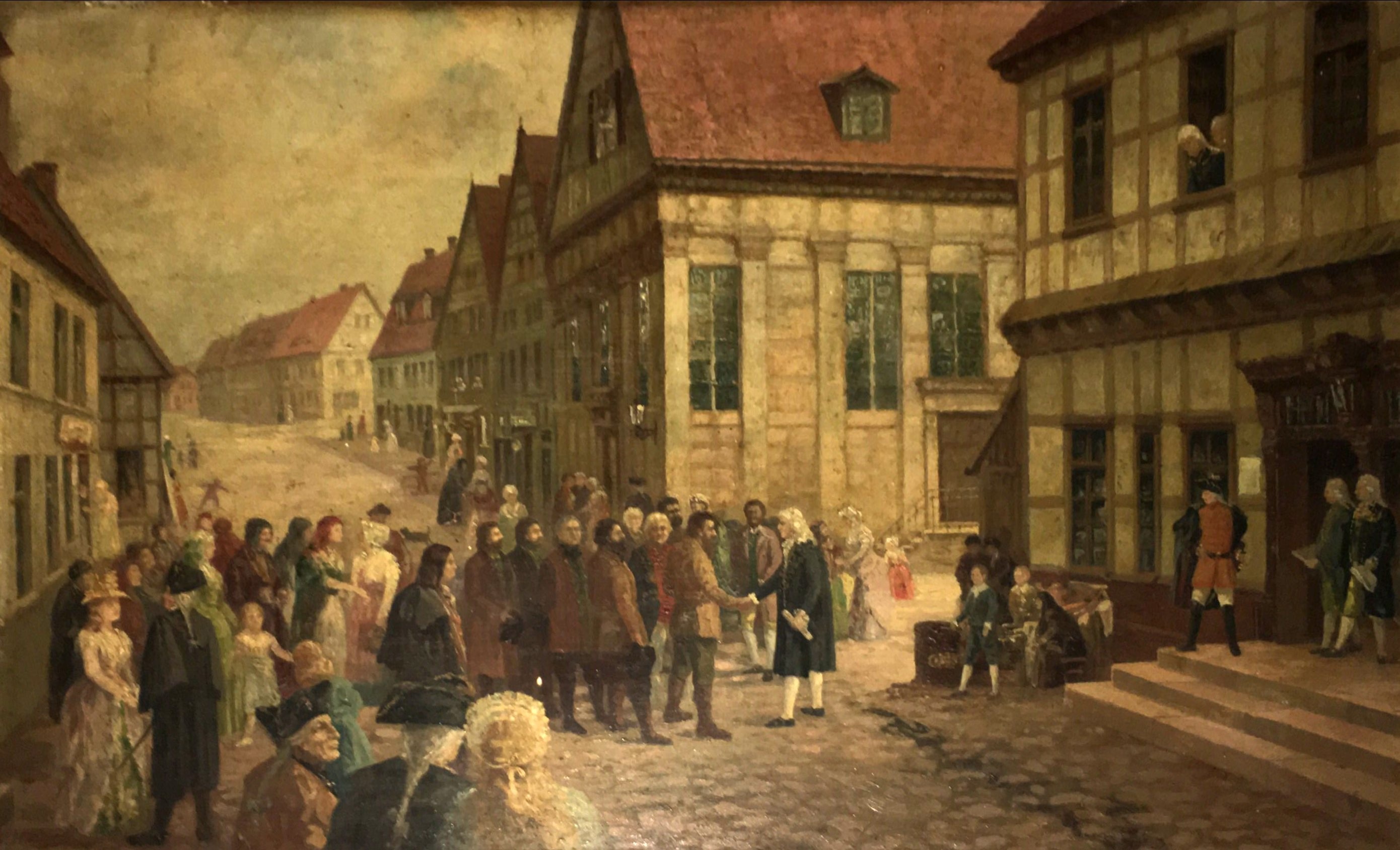 Empfang der Ruhlaer Messerschmiede vor dem Rathaus (Museum Eberswalde CC BY-NC-SA)
