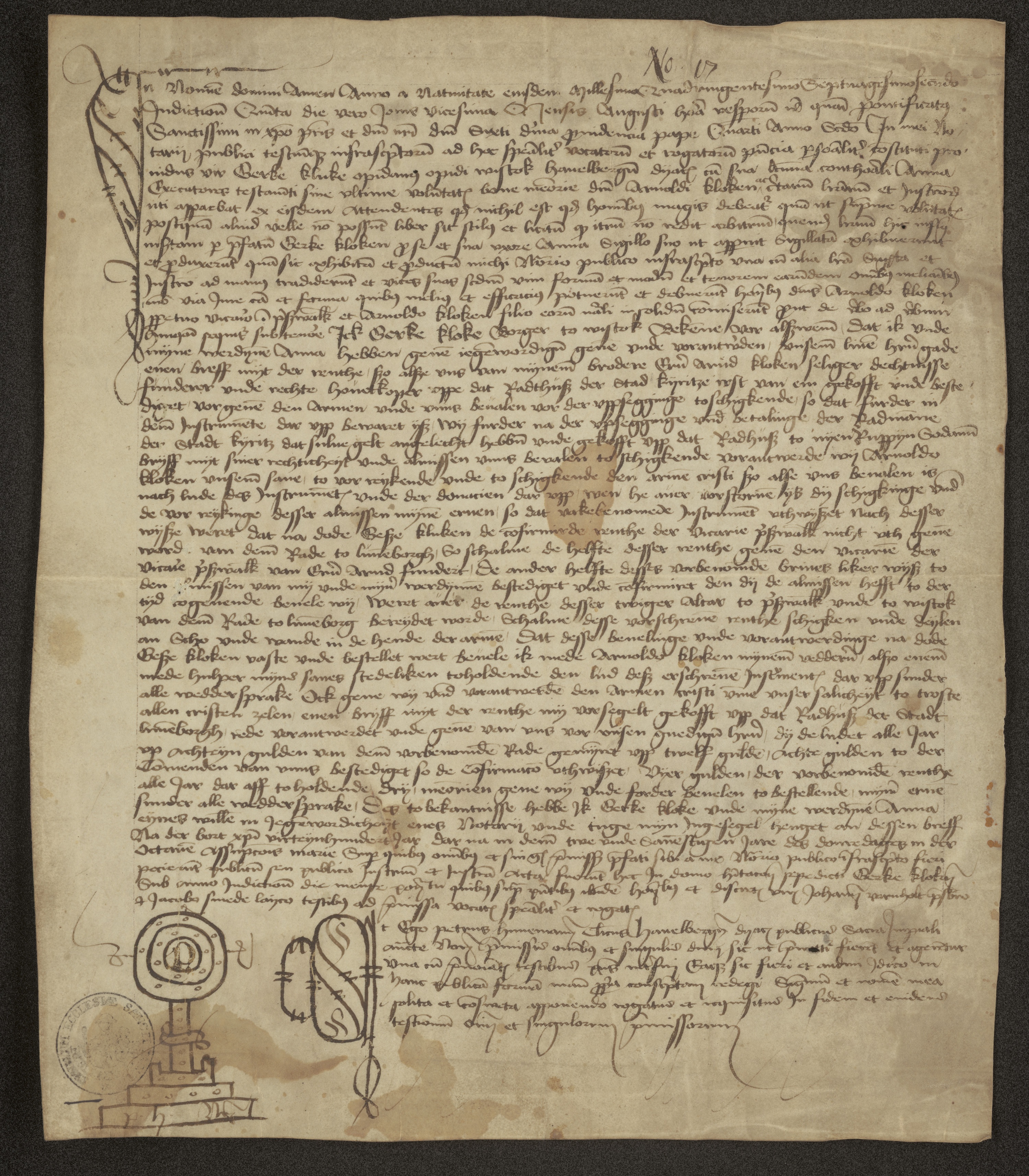 Der notarius publicus und Kleriker der Diözese Havelberg, Peter Hunemann, beurkundet...(1472) (Domstiftsarchiv Brandenburg/Havel CC BY-NC-SA)