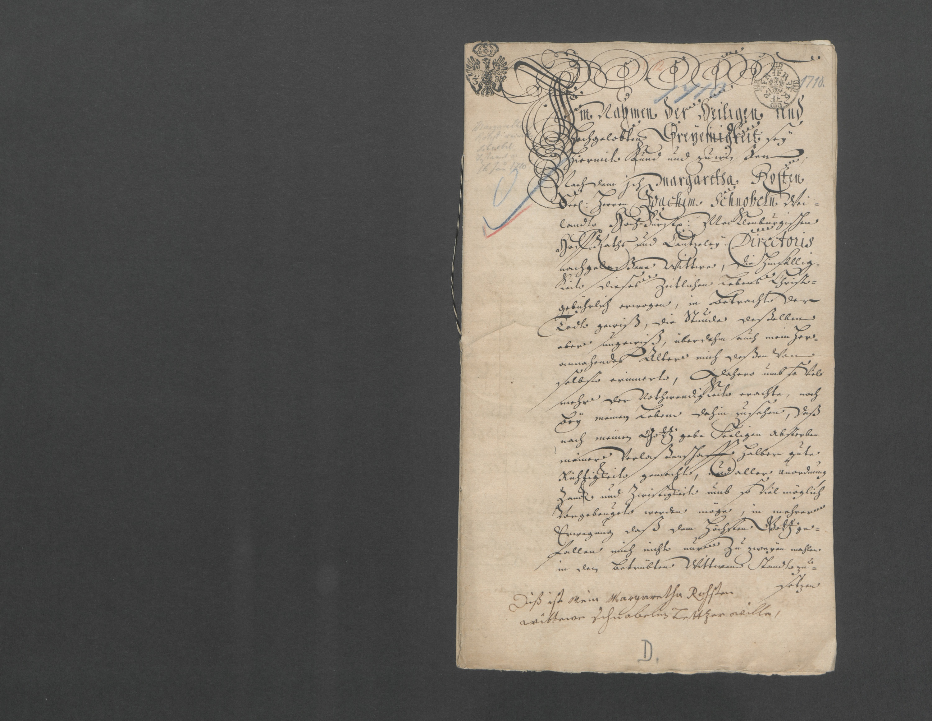 Testament der Margaretha Rost...(1710) (Domstiftsarchiv Brandenburg/Havel CC BY-NC-SA)