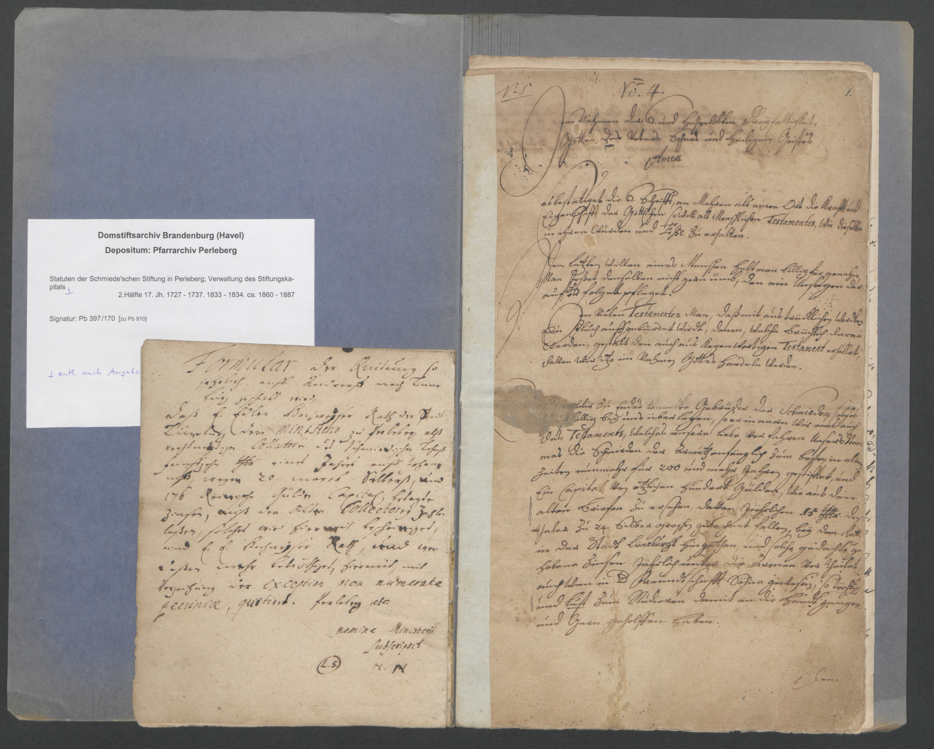 Satzung für die alte und die neue Schmiedesche Stiftung,...(um 1657) (Domstiftsarchiv Brandenburg/Havel CC BY-NC-SA)