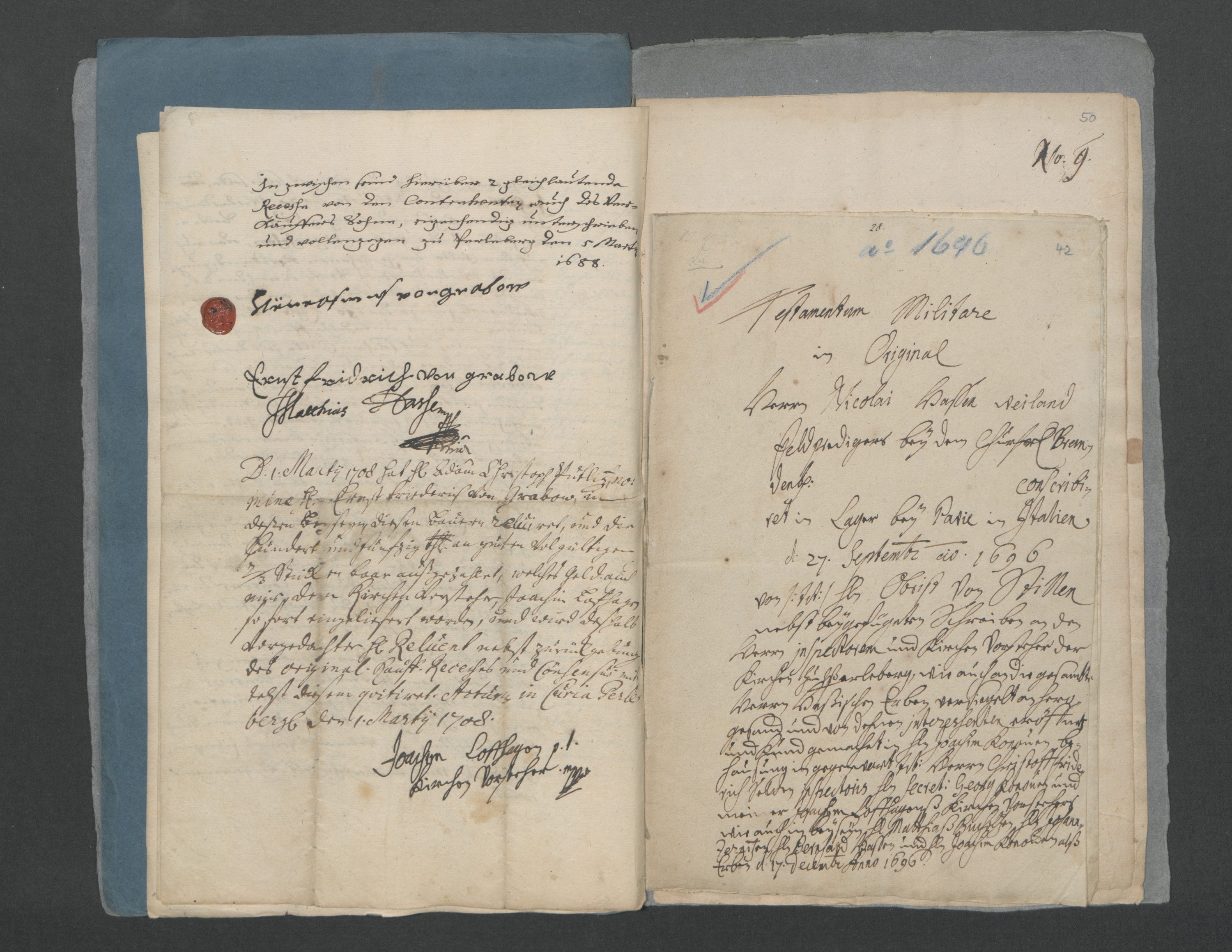 Testament des Feldpredigers Nicolaus Hasse...(1696) (Domstiftsarchiv Brandenburg/Havel CC BY-NC-SA)