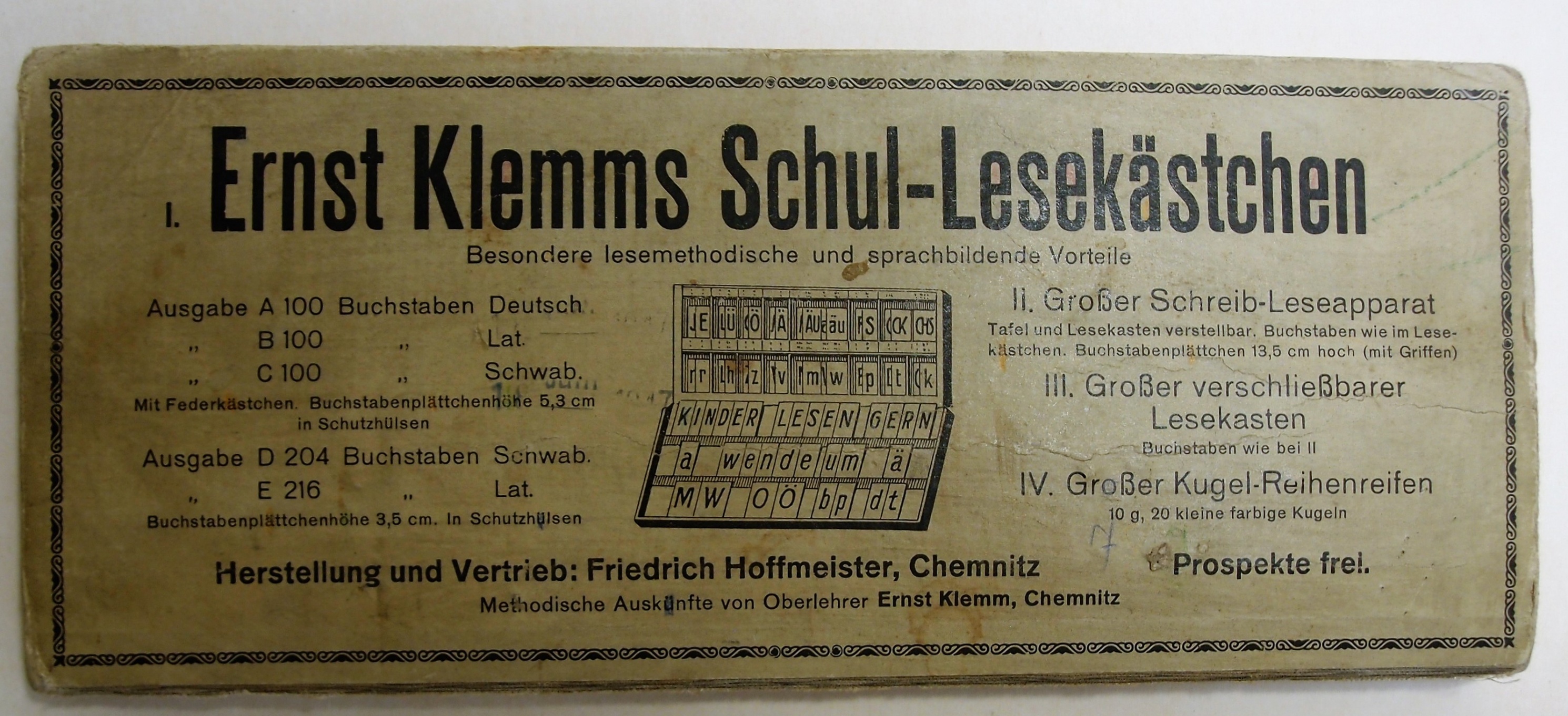 Ernst Klemms Schul-Lesekästchen (Museum für Stadtgeschichte Templin CC BY-NC-SA)