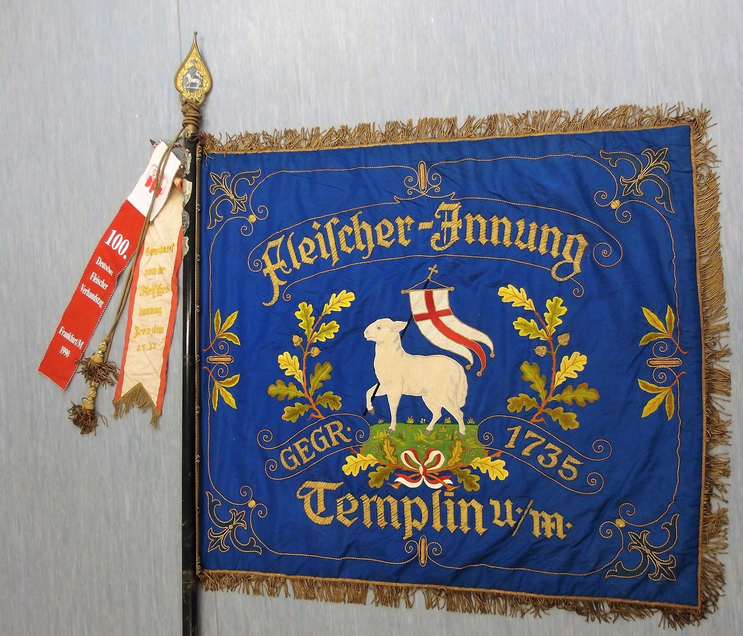 Fahne Fleischerinnung (Museum für Stadtgeschichte Templin CC BY-NC-SA)