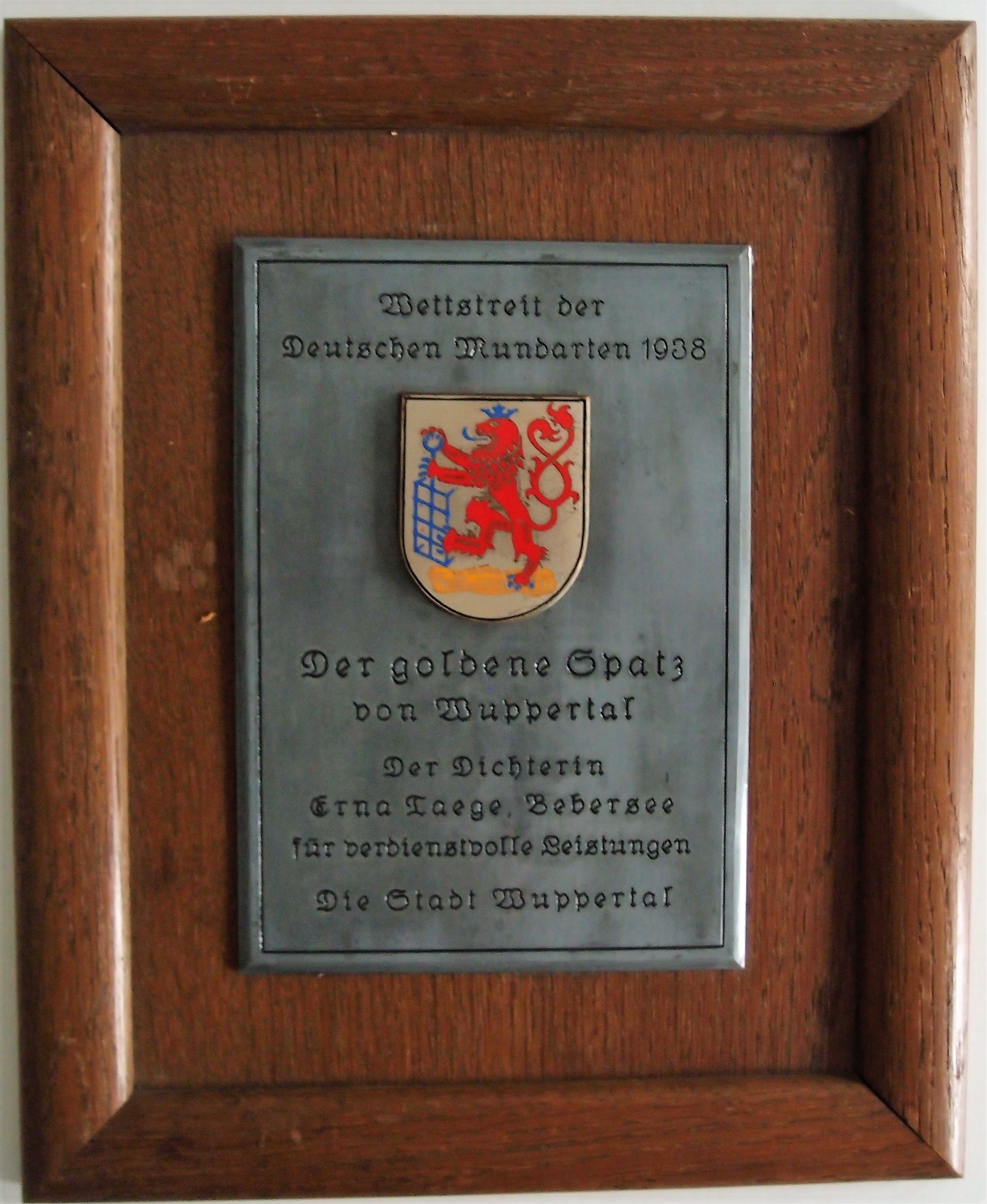 Auszeichnung Mundartwettbewerb 1938 (Museum für Stadtgeschichte Templin CC BY-NC-SA)