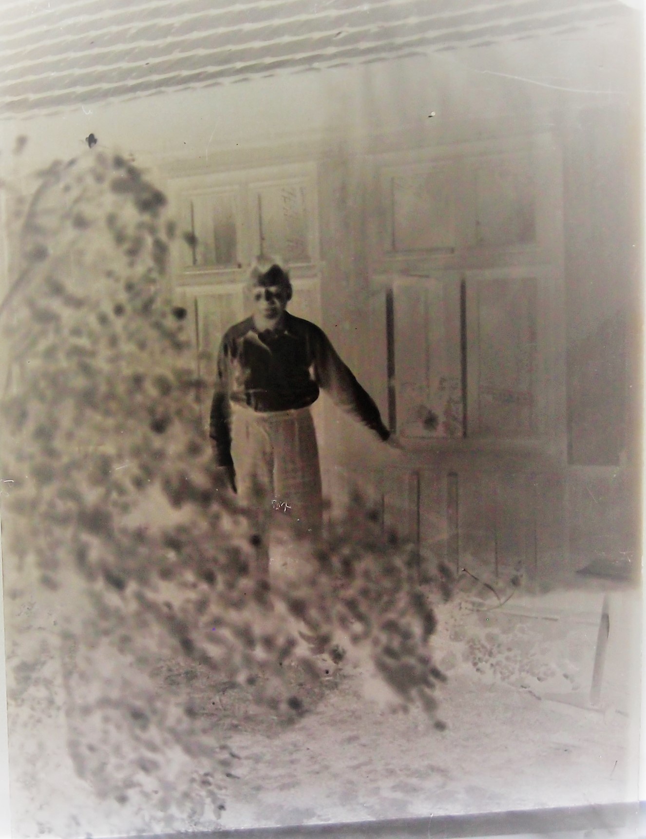 Fotoplatte Mann im Garten (Museum für Stadtgeschichte Templin CC BY-NC-SA)