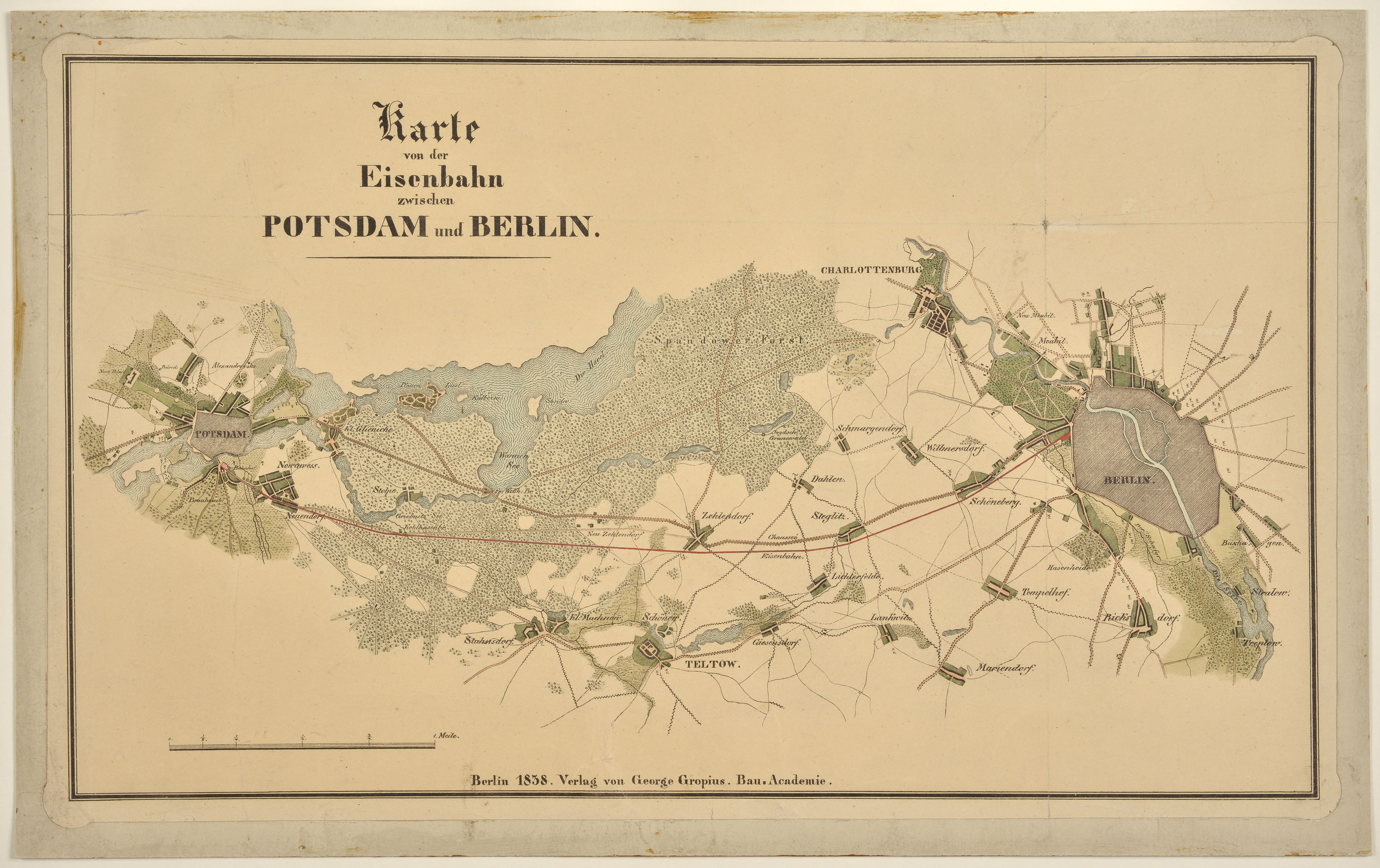 Karte von der Eisenbahn zwischen Potsdam und Berlin (Potsdam Museum - Forum für Kunst und Geschichte CC BY-NC-SA)