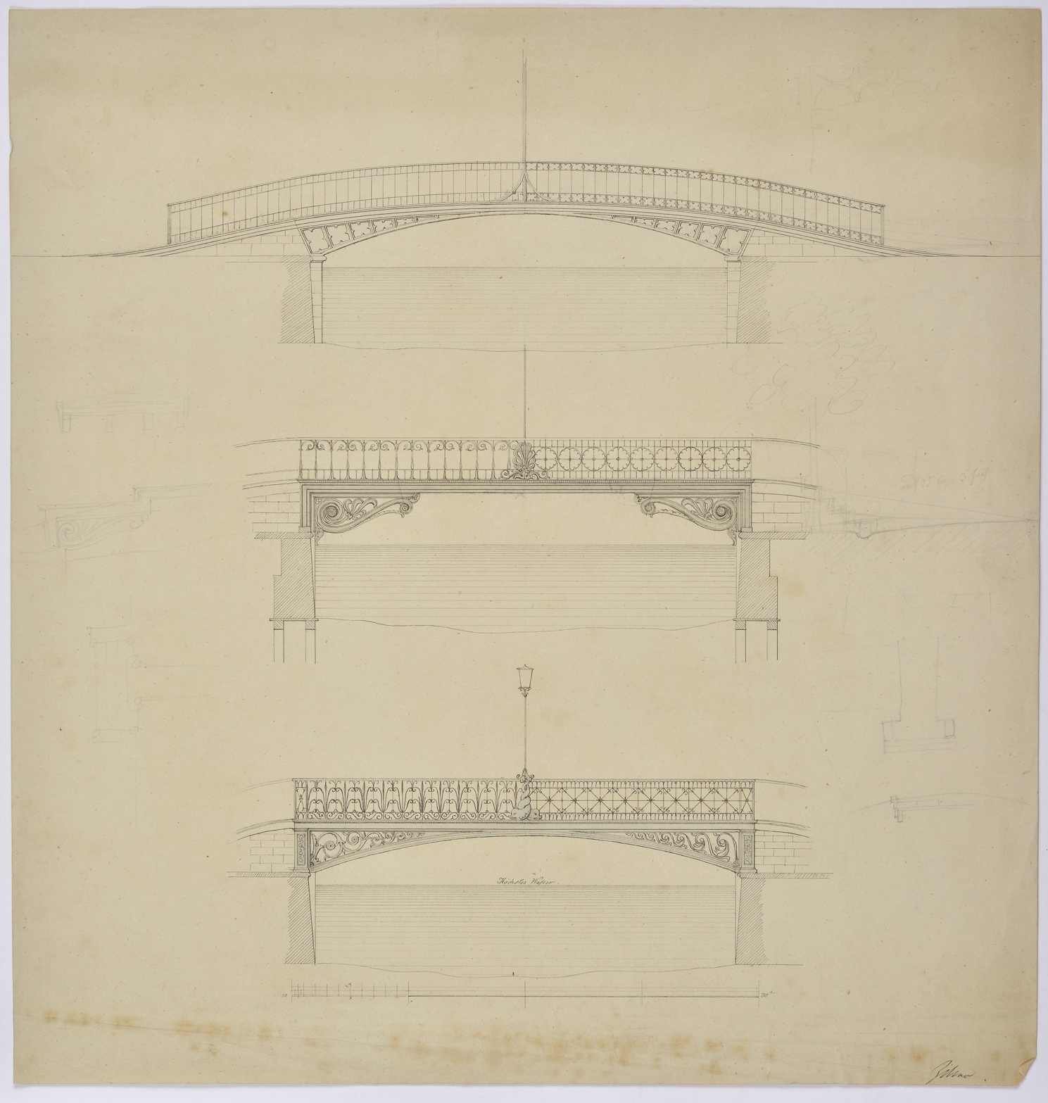 Drei Entwürfe der Kaiserbrücke (Potsdam Museum - Forum für Kunst und Geschichte CC BY-NC-SA)