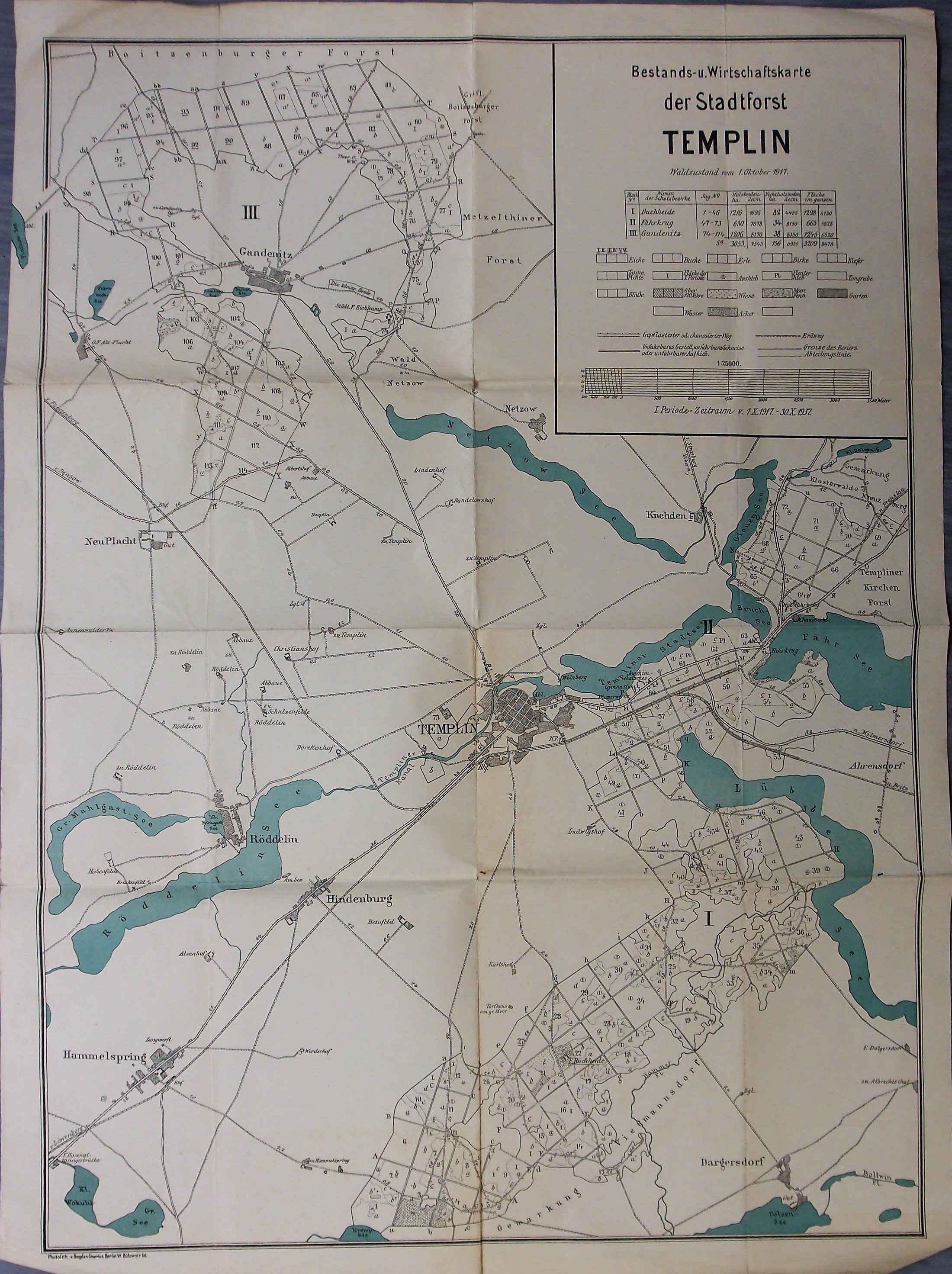 Bestands- und Wirtschaftskarte der Stadtforst Templin (Museum für Stadtgeschichte Templin CC BY-NC-SA)