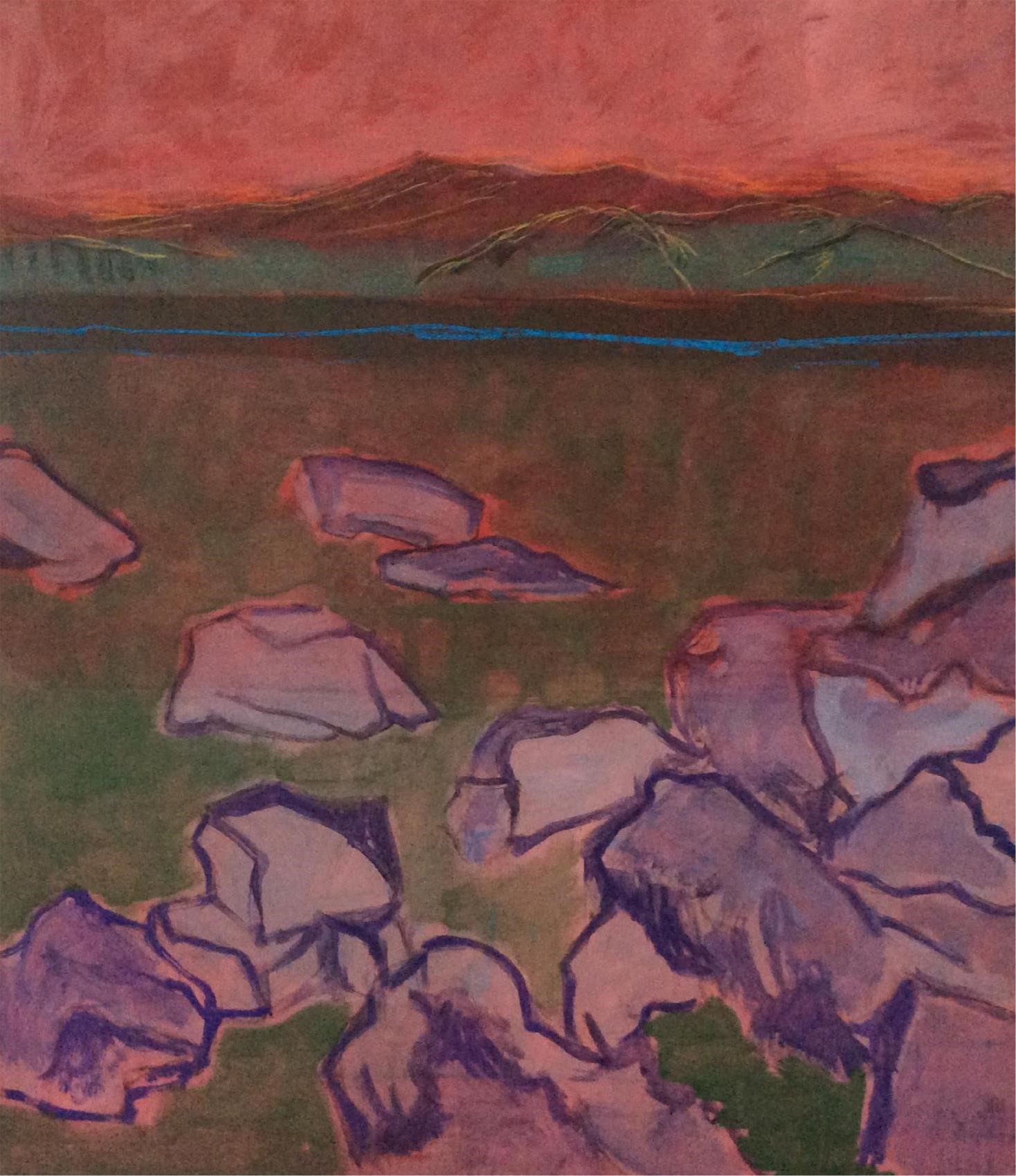 Gemälde "Entfernte Berge 20" von Karsten Wittke (Museum Baruther Glashütte CC BY-NC-SA)