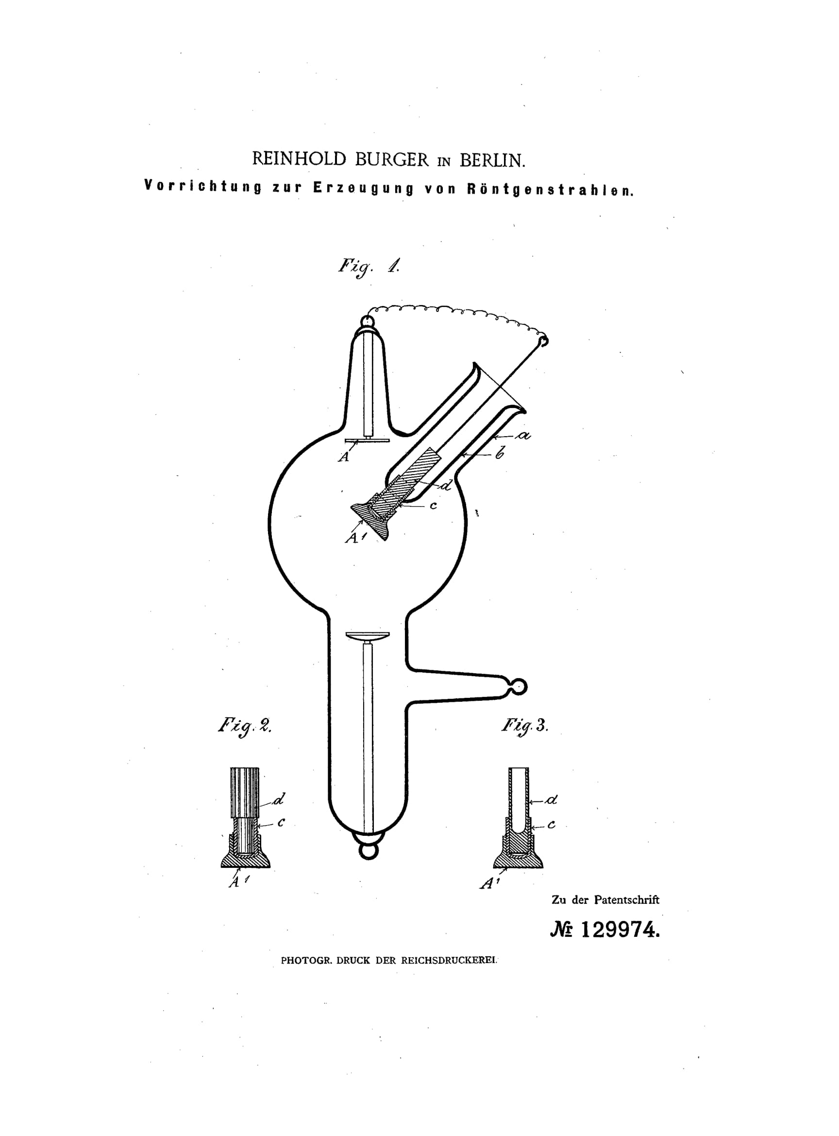 Patent: Vorrichtung zur Erzeugung von Röntgenstrahlung (Museum Baruther Glashütte CC BY-NC-SA)