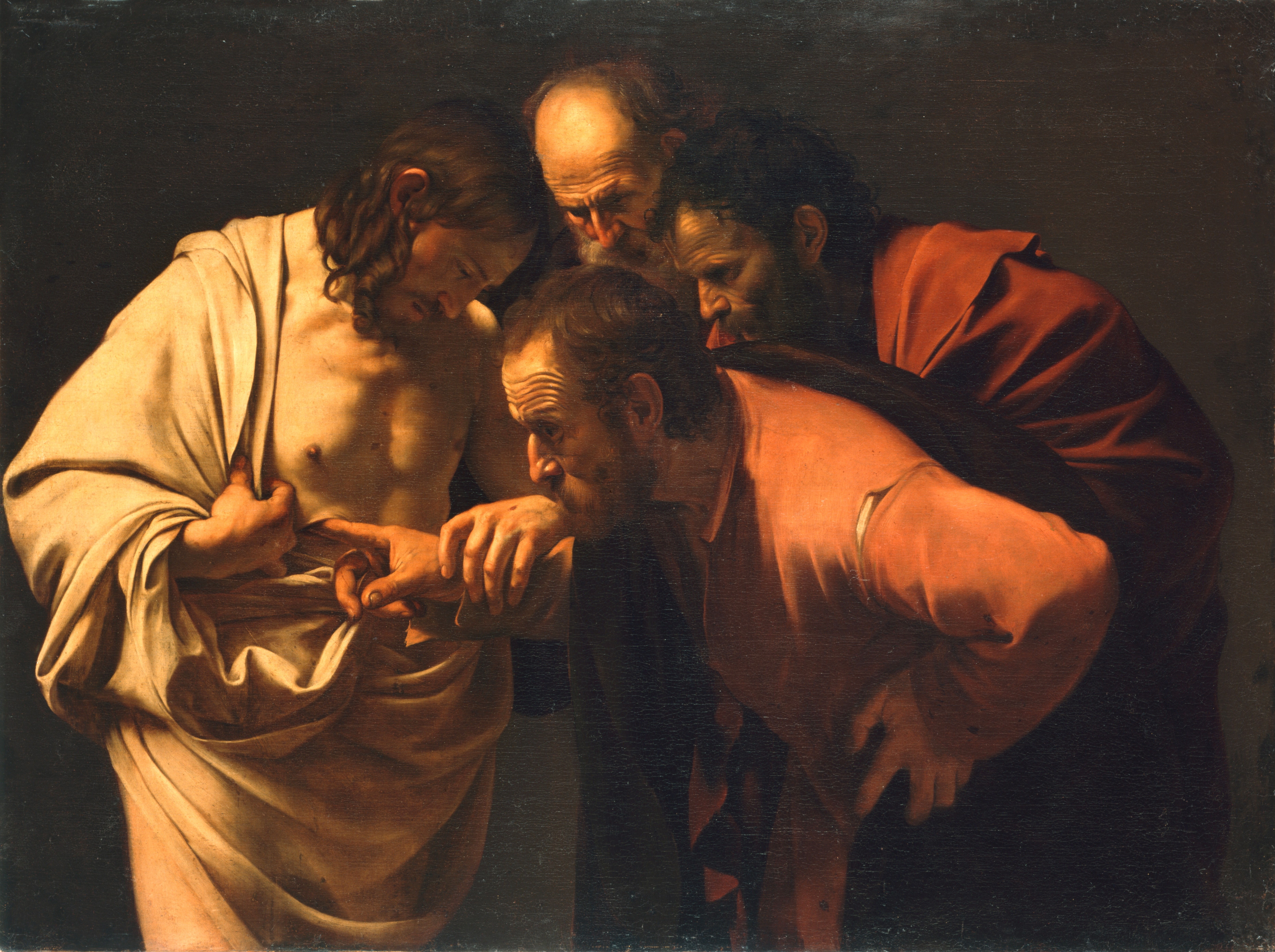 Caravaggio, Michelangelo Merisi da: Der ungläubige Thomas, um 1601, GK I 5438. (Stiftung Preußische Schlösser und Gärten Berlin-Brandenburg CC BY-NC-SA)
