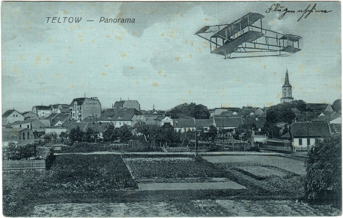 Teltow - Panorama um 1911 (s/w) (Verlag R. Kregenow, Steglitz. Kellerstr. 1 CC BY-NC-SA)