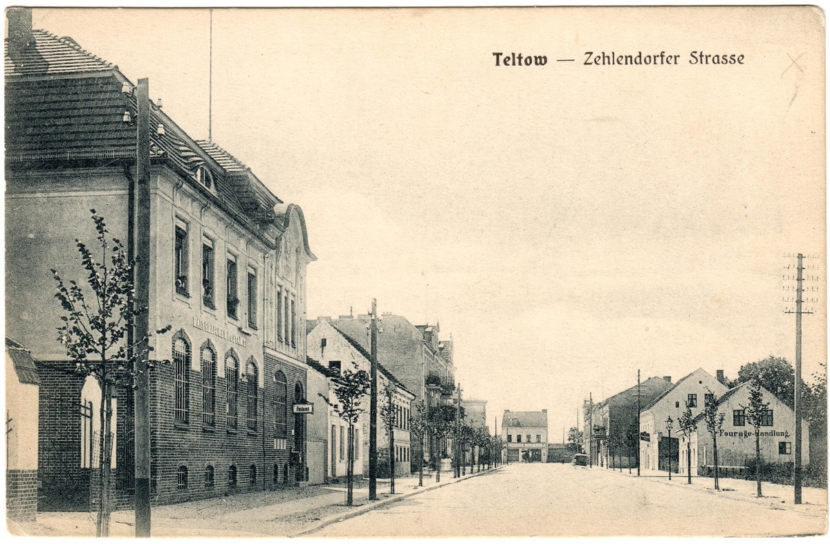 Teltow, Zehlendorfer Straße um 1912 (s/w) (Heimatmuseum Stadt Teltow CC BY-NC-SA)