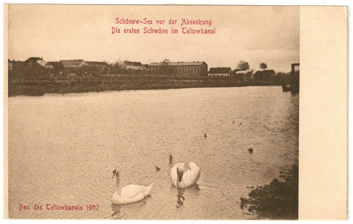 Bau des Teltowkanals 1902; Schönow-See vor der Absenkung (Heimatmuseum Stadt Teltow CC BY-NC-SA)