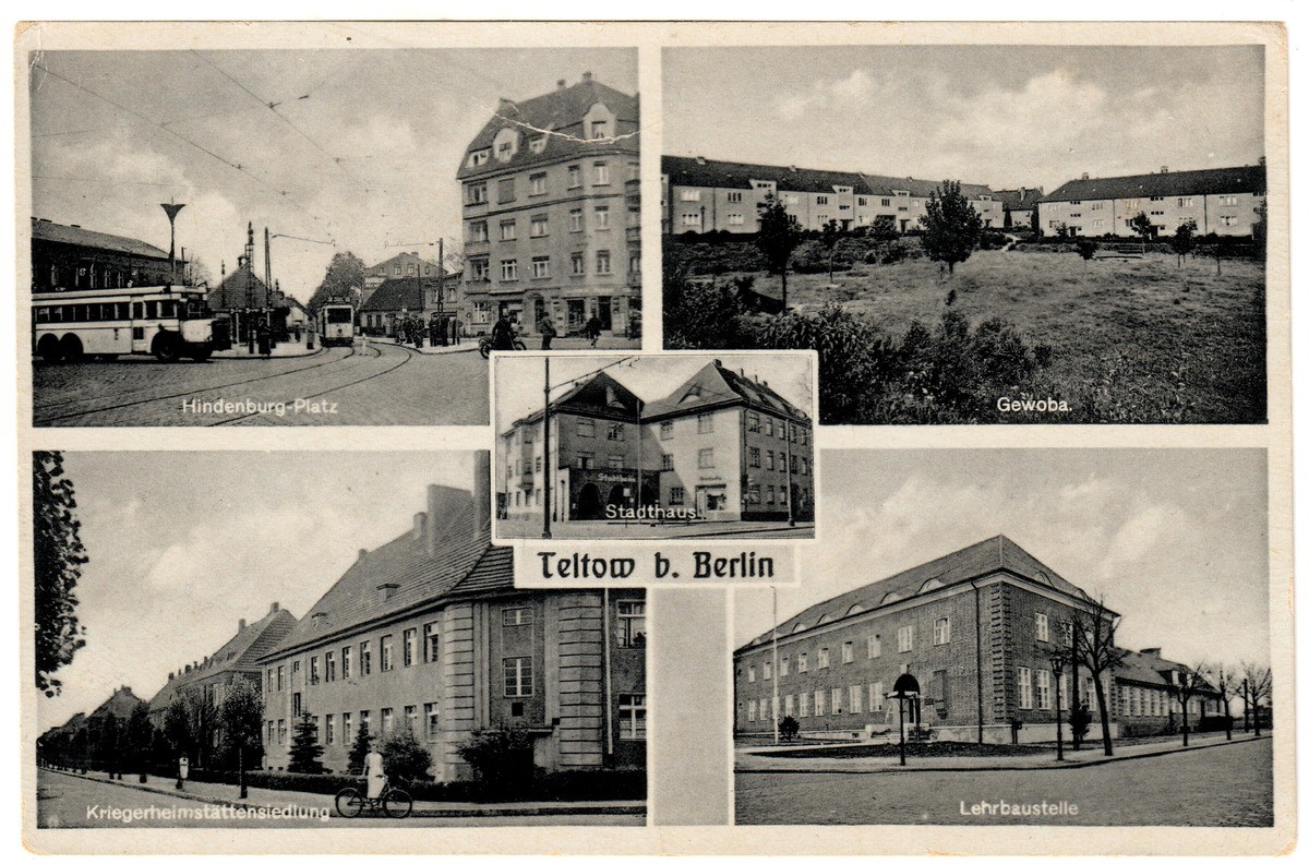 Teltow b. Berlin: Hindenburg-Platz, Gewoba., Kriegerheimstättensiedlung, Lehrbaustelle (Heimatmuseum Stadt Teltow CC BY-NC-SA)