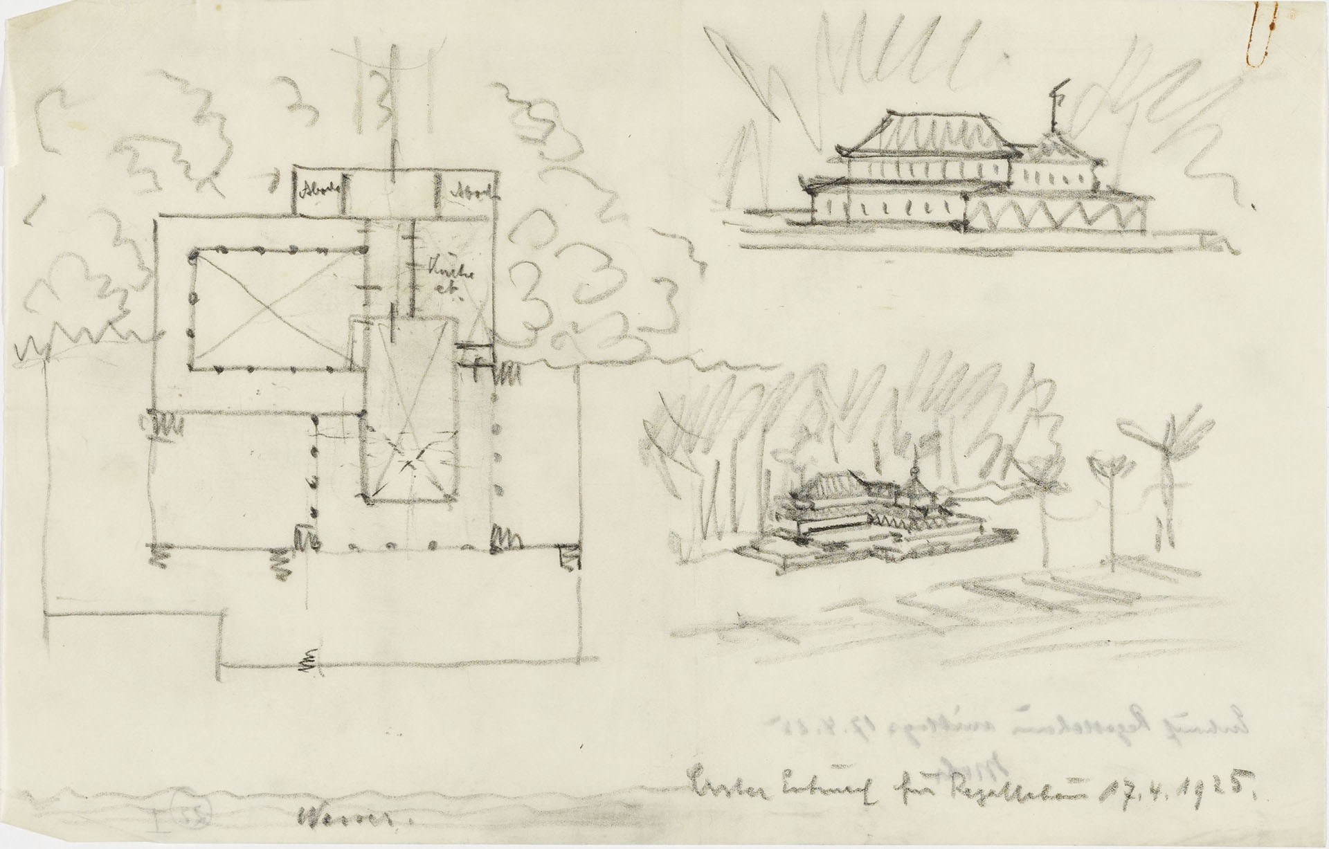 Erster Entwurf für Regattahaus (Potsdam Museum - Forum für Kunst und Geschichte CC BY-NC-SA)