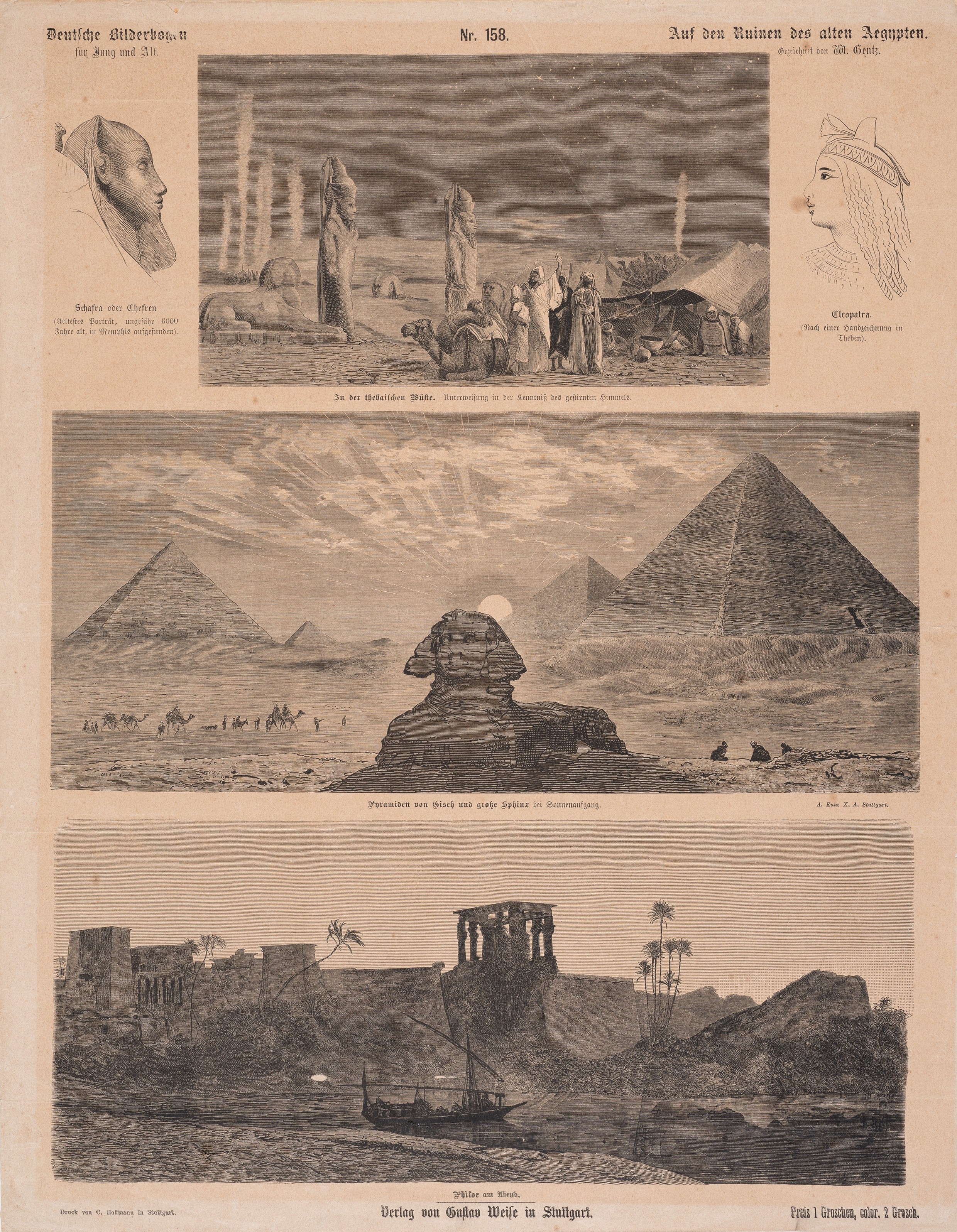Deutsche Bilderbogen für Jung und Alt, Nr. 158, Auf den Ruinen des alten Ägypten. (Museum Neuruppin CC BY-NC-SA)
