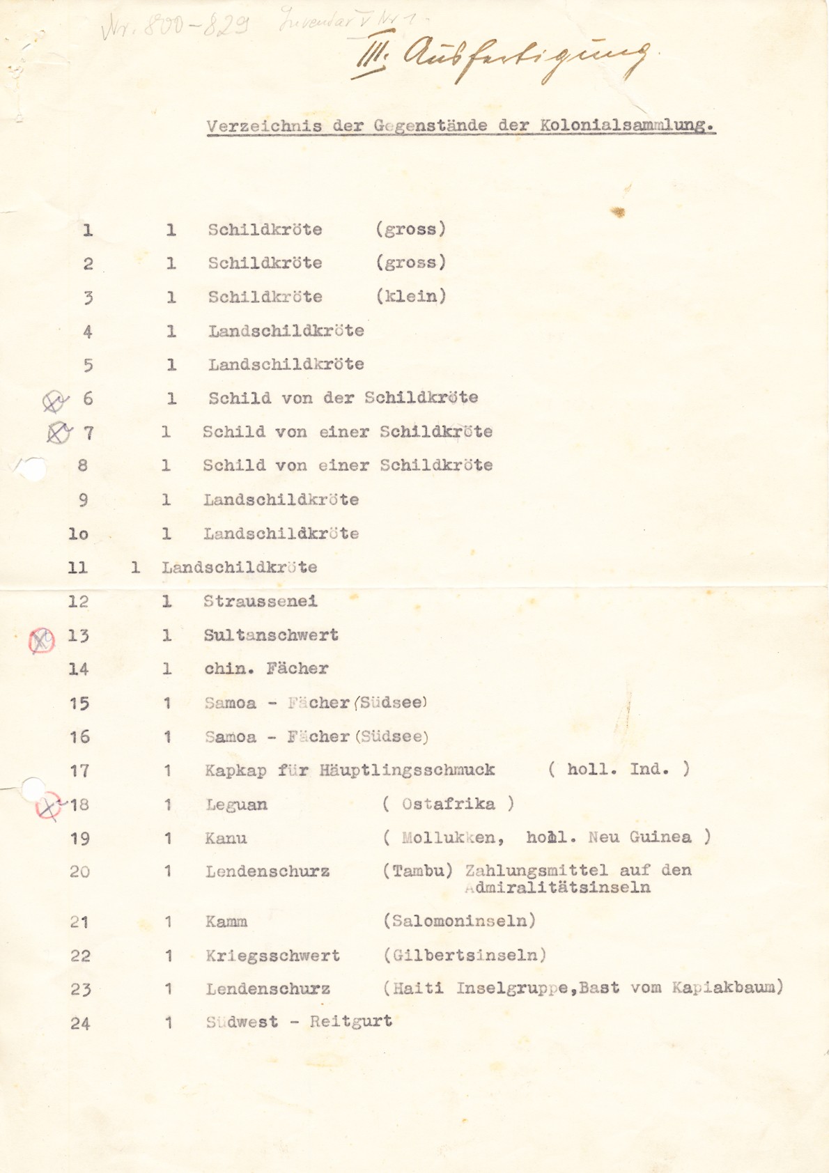 Schenkungsliste der Sammlung Hauser, 1939 (Museum Eberswalde CC0)