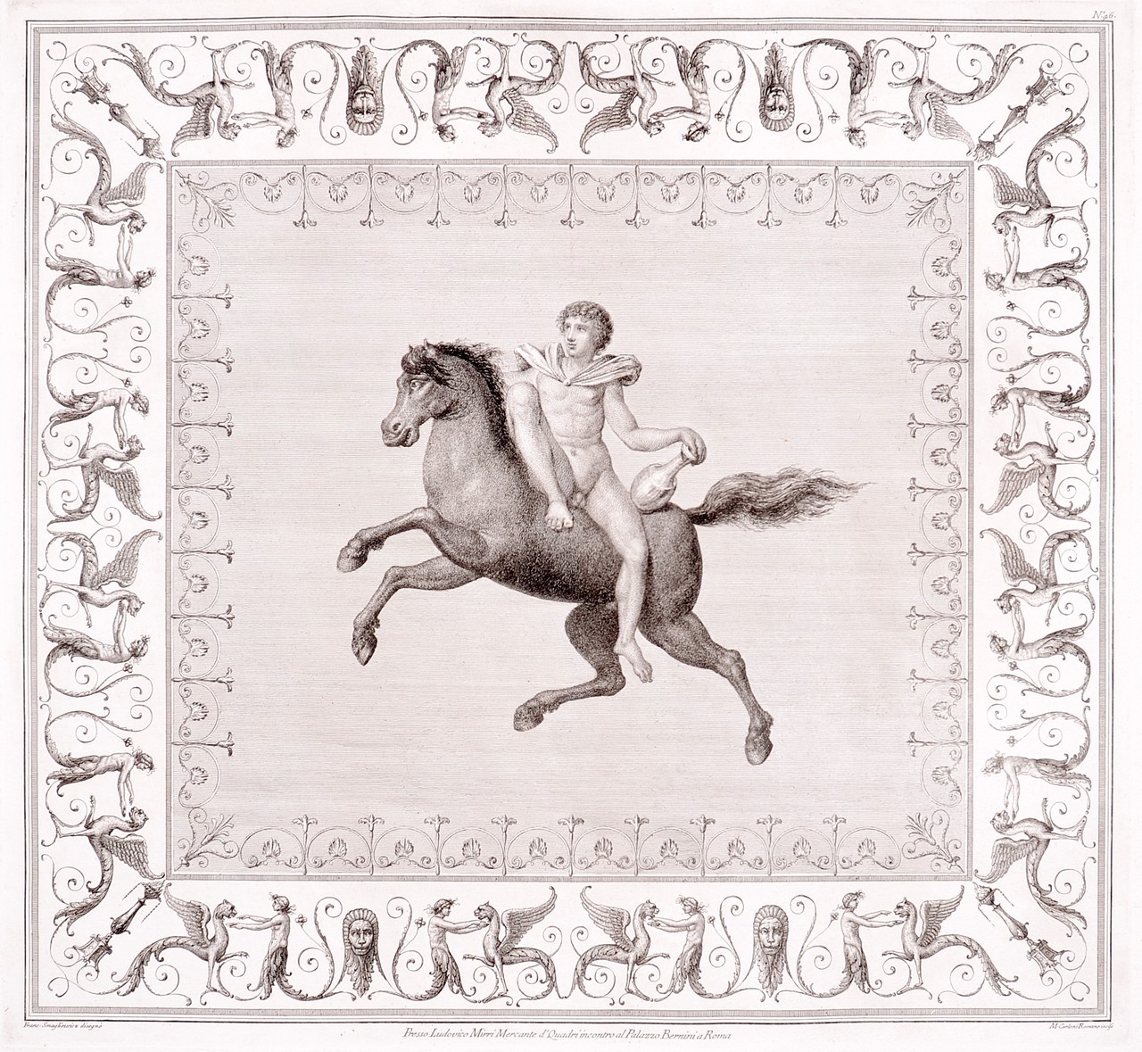 Malerei aus den Titusthermen: Jüngling auf einem Pferd (Stiftung Wredowsche Zeichenschule Brandenburg/Havel CC BY-NC-SA)